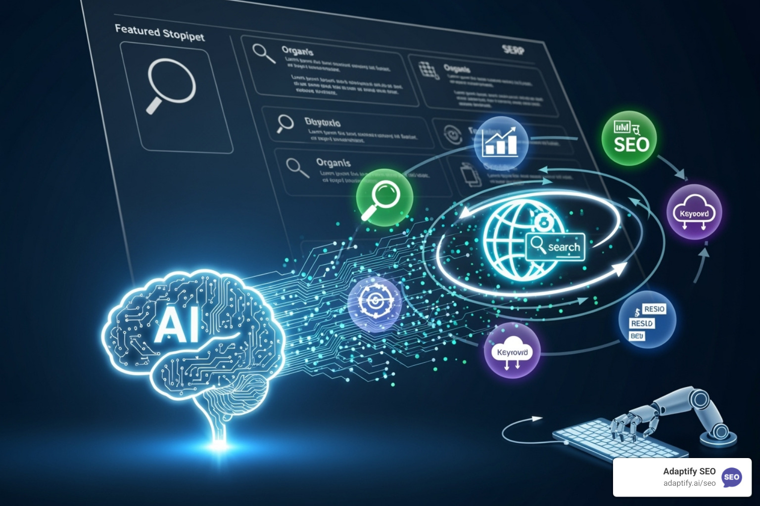 Image of a Google search result page featuring an AI Overview - AI powered SEO services