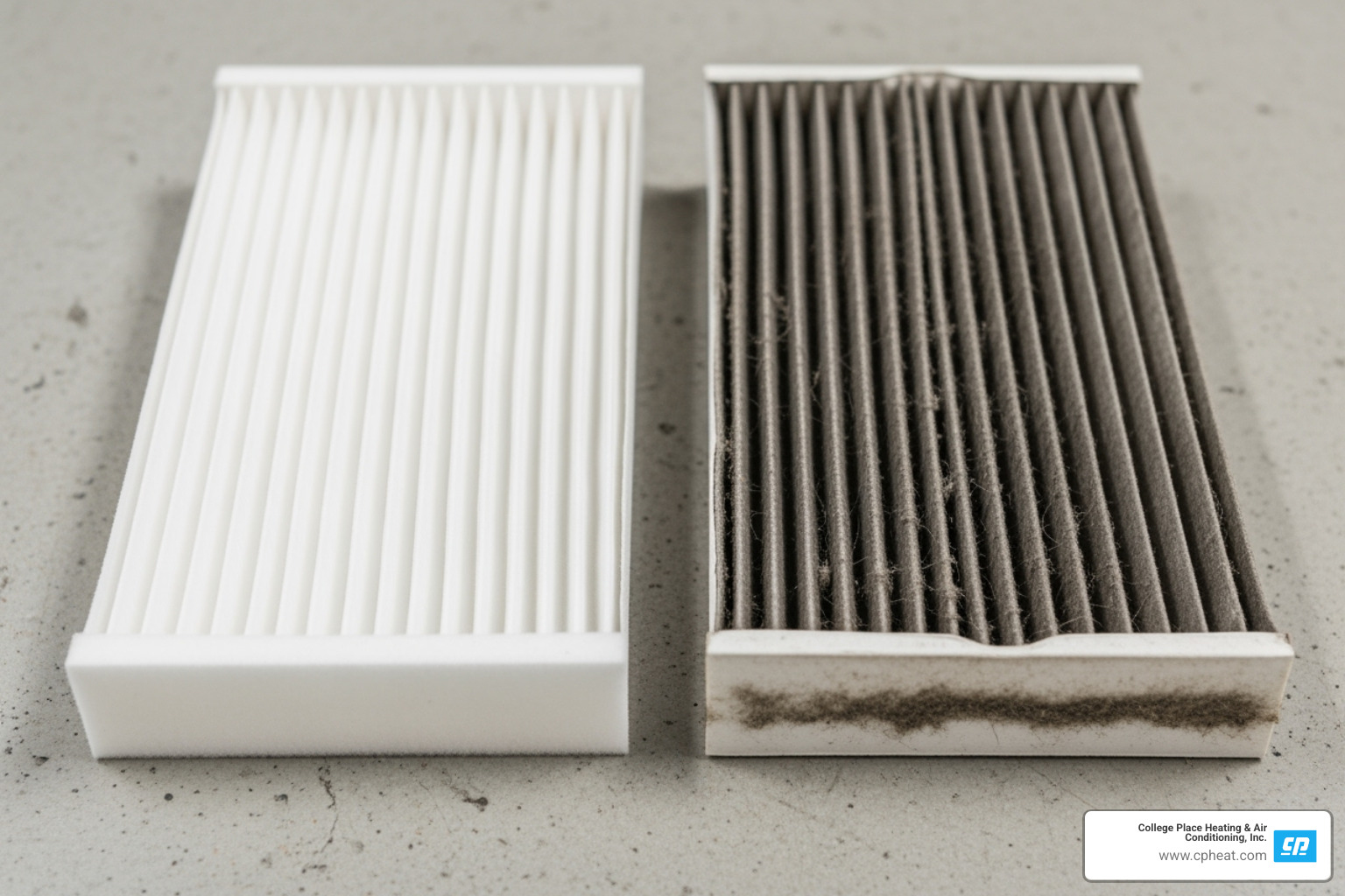 of a clean furnace filter next to a dirty one - 24 hour furnace repair college place wa of a clean furnace filter next to a dirty one - 24 hour furnace repair college place wa