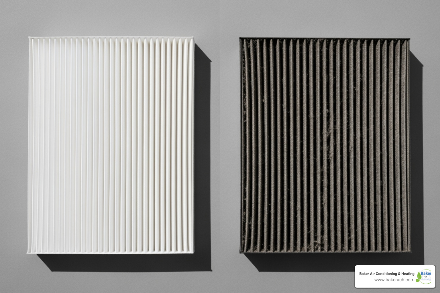 Clean air filter next to dirty, clogged filter - hvac maintenance plan sunrise beach mo Clean air filter next to dirty, clogged filter - hvac maintenance plan sunrise beach mo