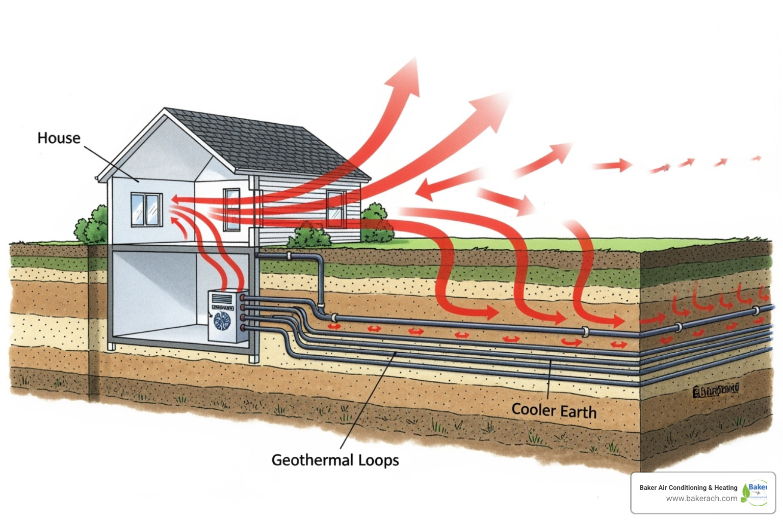 diagram showing heat exchange with the ground in summer - geothermal cooling installation lake ozark diagram showing heat exchange with the ground in summer - geothermal cooling installation lake ozark