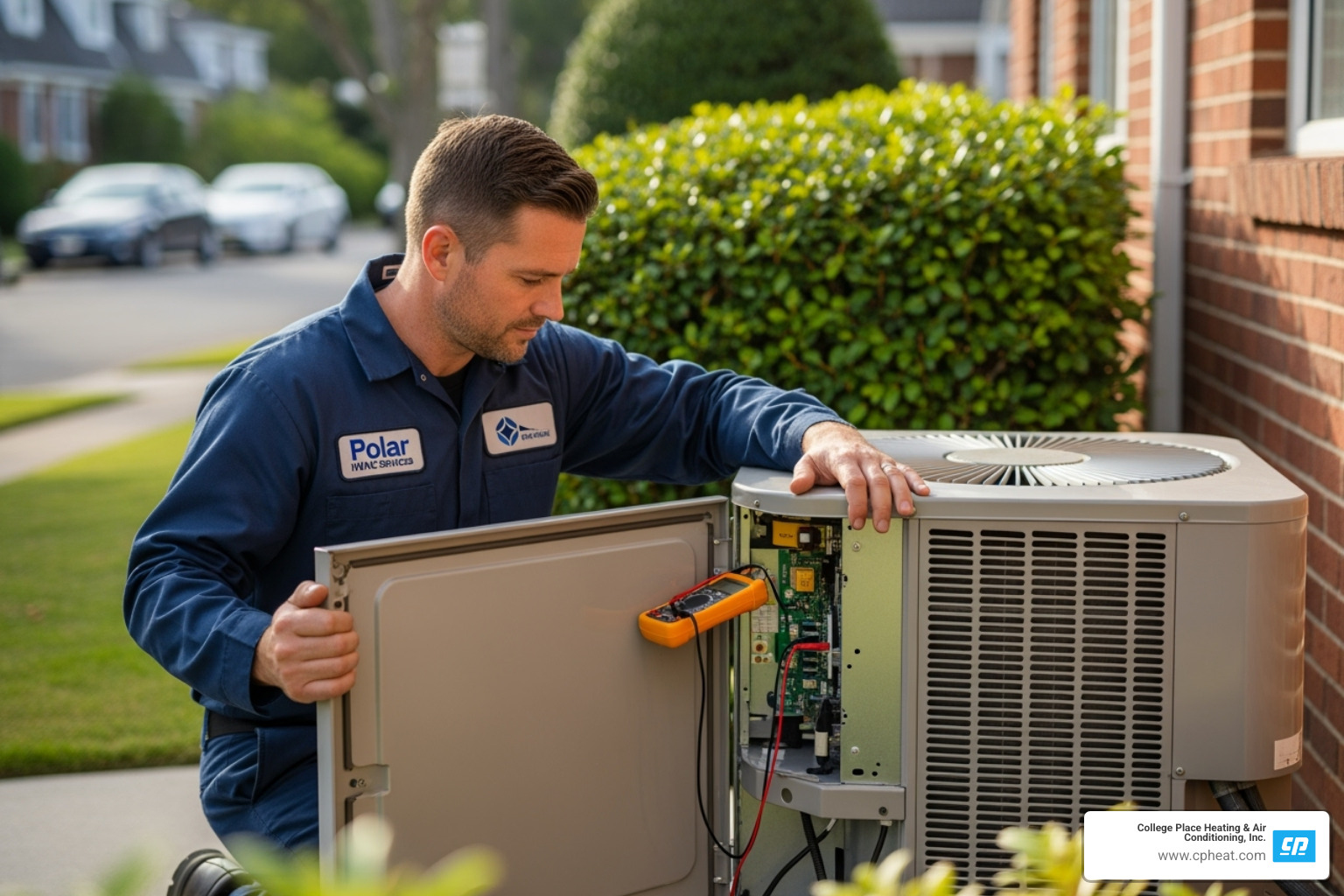 professional technician inspecting an outdoor AC unit - ac repair college place wa professional technician inspecting an outdoor AC unit - ac repair college place wa