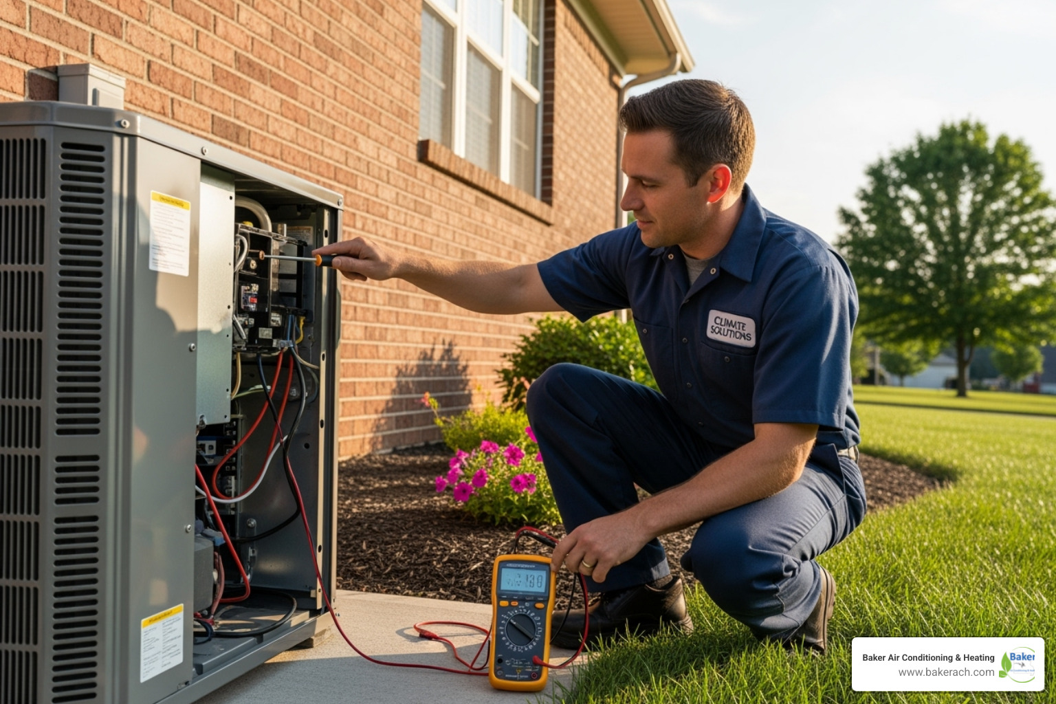 Technician inspecting an AC unit - emergency ac repair sunrise beach Technician inspecting an AC unit - emergency ac repair sunrise beach