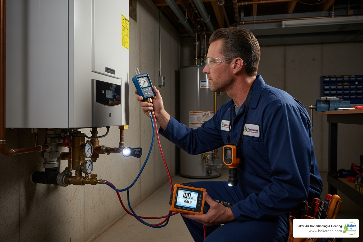 professional technician using diagnostic tools on a boiler - boiler repair sunrise beach mo professional technician using diagnostic tools on a boiler - boiler repair sunrise beach mo