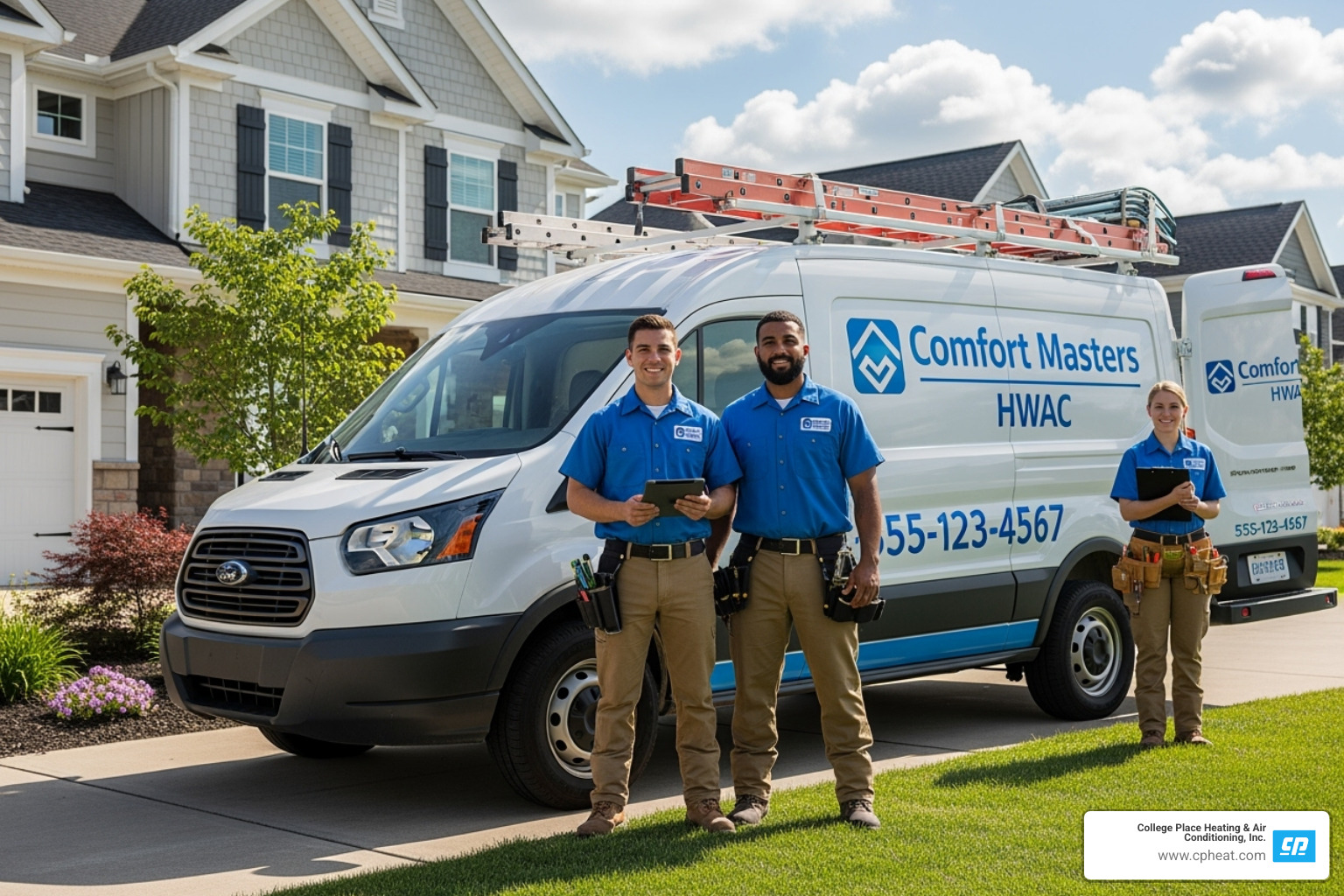 professional HVAC team with their service vehicle - geothermal cooling installation walla walla wa