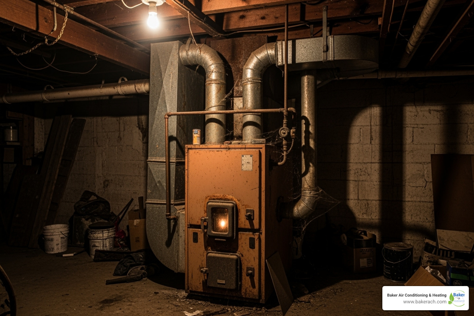 old, inefficient furnace in a basement - heating installation sunrise beach mo old, inefficient furnace in a basement - heating installation sunrise beach mo