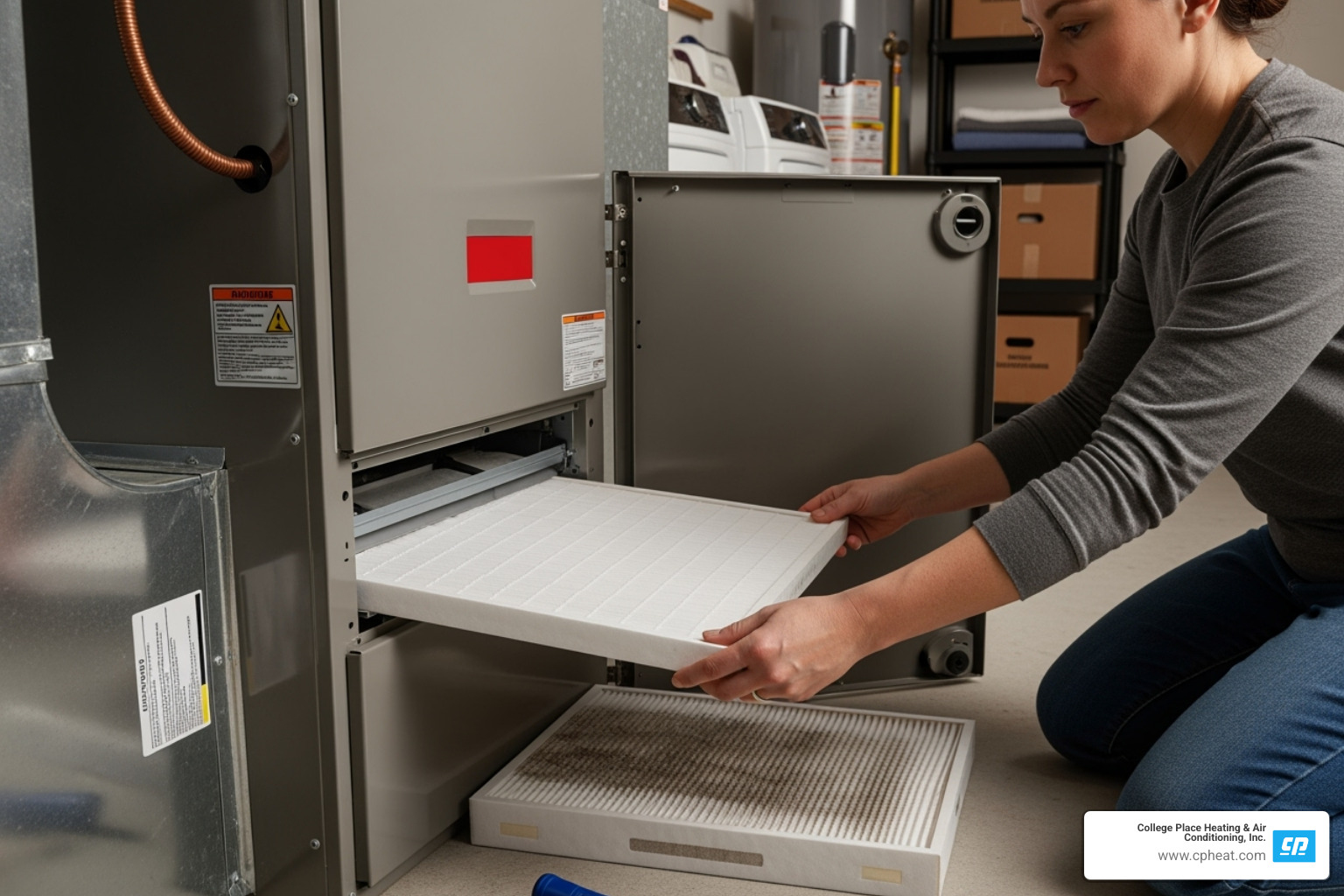 homeowner changing an air filter - ac installation college place wa