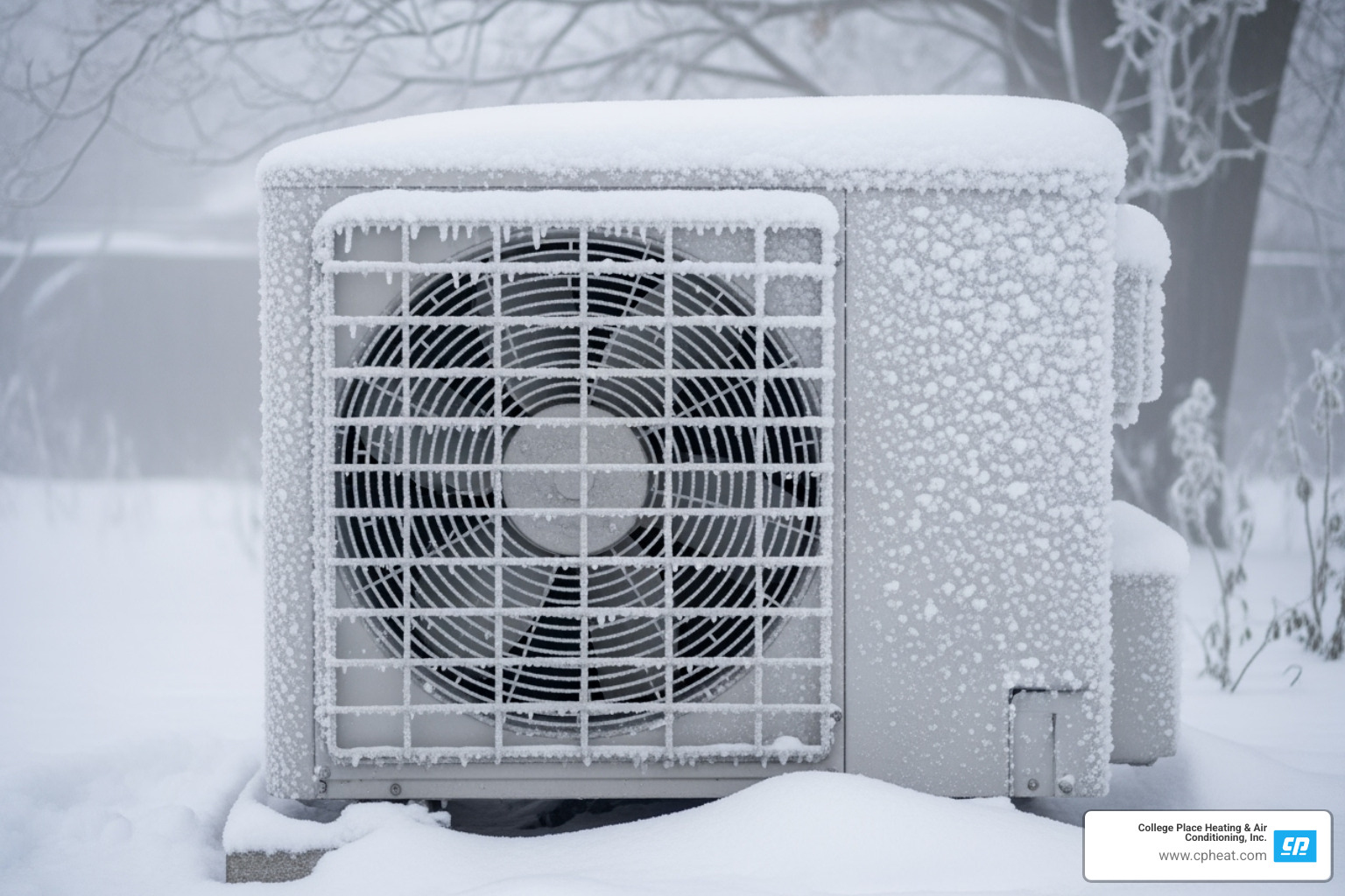 of a frozen outdoor heat pump unit - heat pump repair college place wa