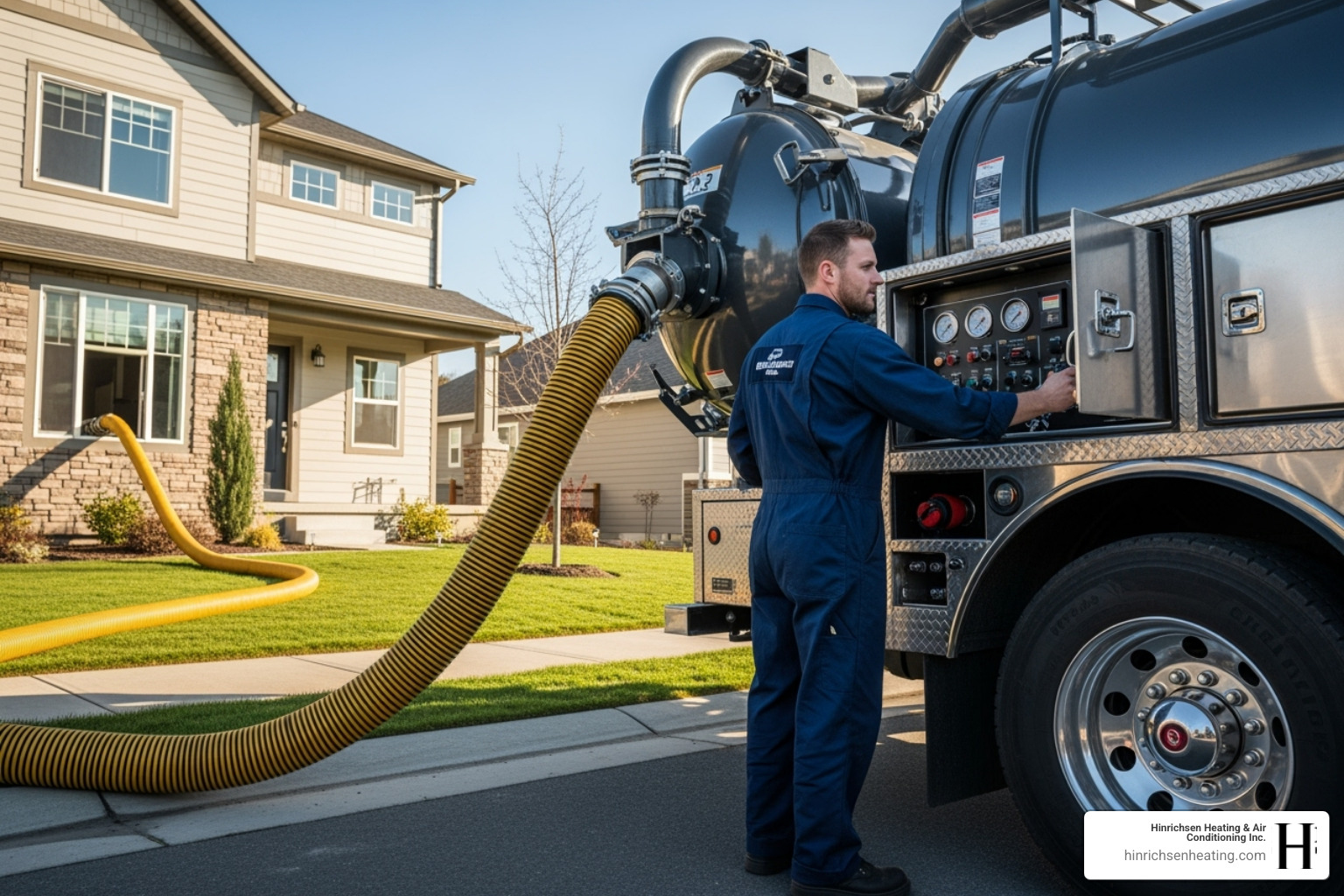 Technician using a powerful truck-mounted vacuum system on a residential duct - duct cleaning service peoria il Technician using a powerful truck-mounted vacuum system on a residential duct - duct cleaning service peoria il