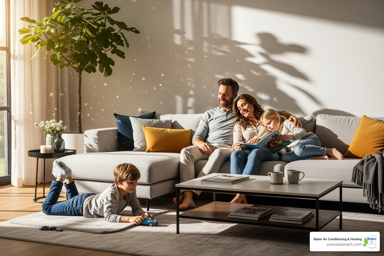 Happy family enjoying a cool home in Sunrise Beach, MO - ac diagnostic sunrise beach mo