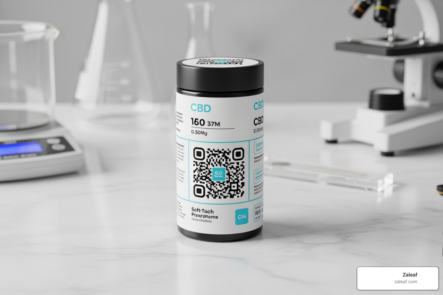 image of a QR code on a Zaleaf CBD product linking to lab results - cbd benefits