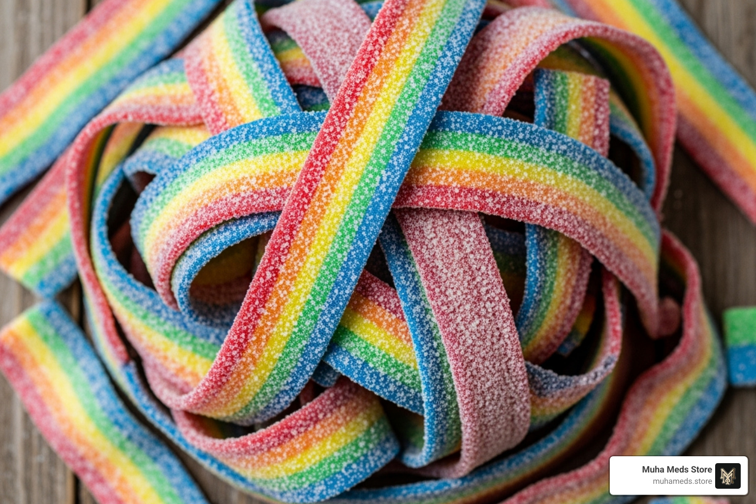 Sour Rainbow Belt Candy - buy Chupa Chups Mini Belts THC Edible - 600mg Sour Gummies