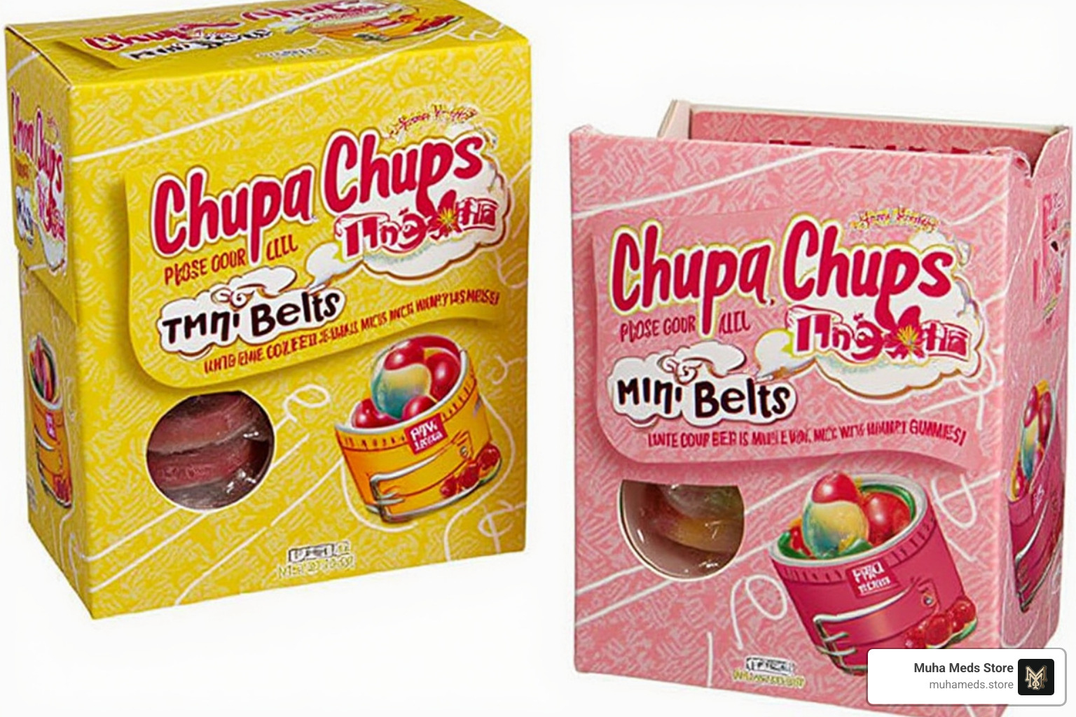 Ingredient list on Chupa Chups Mini Belts THC Edible packaging - buy Chupa Chups Mini Belts THC Edible - 600mg Sour Gummies
