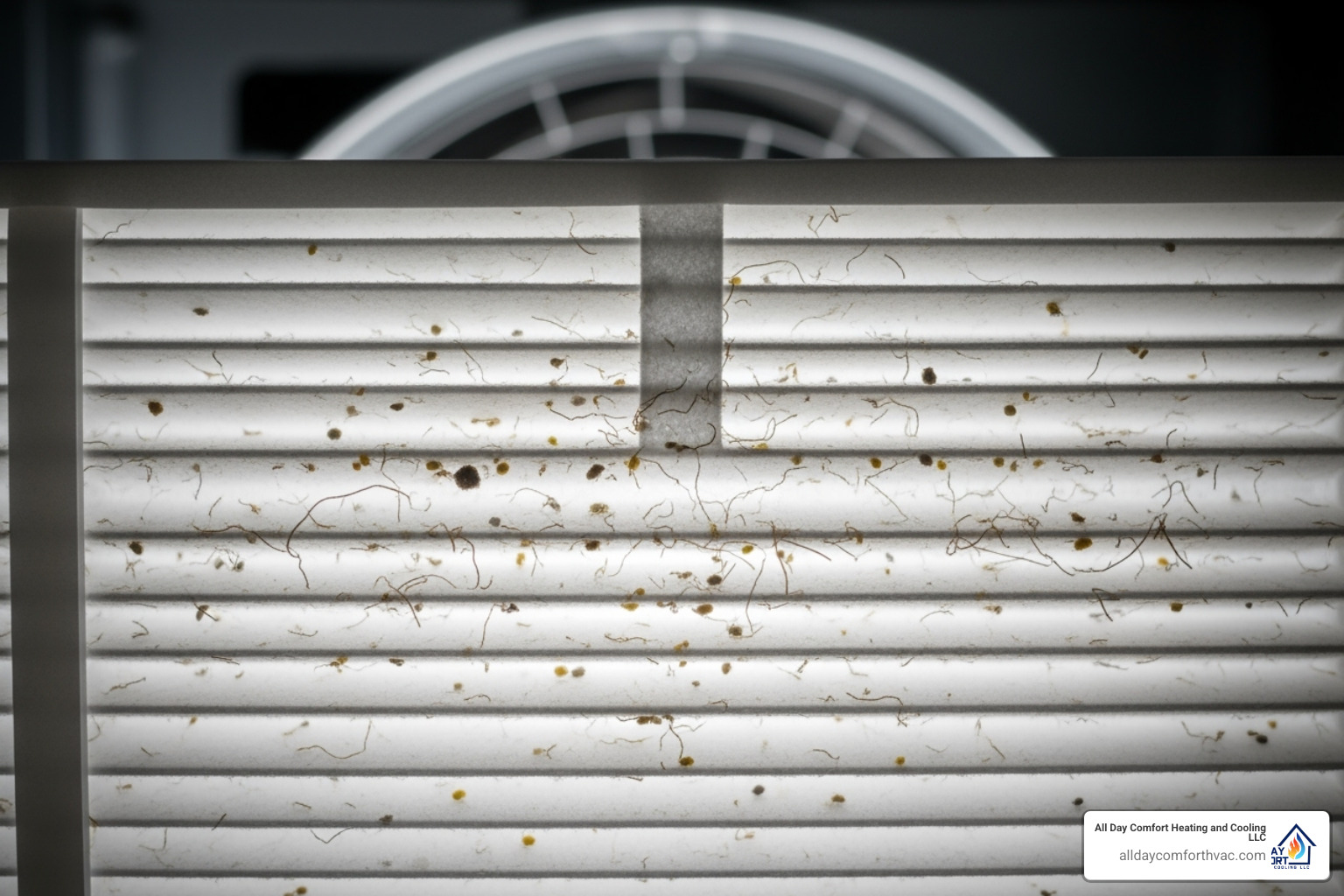 Illustration of a clean HVAC filter effectively trapping dust, pollen, and other airborne pollutants - preventive hvac service kansas city mo