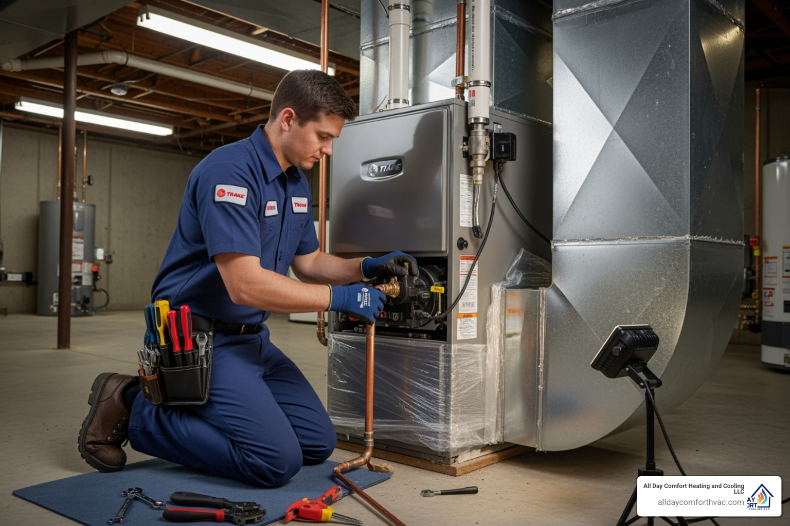 certified technician installing a new furnace unit - furnace installation independence mo certified technician installing a new furnace unit - furnace installation independence mo