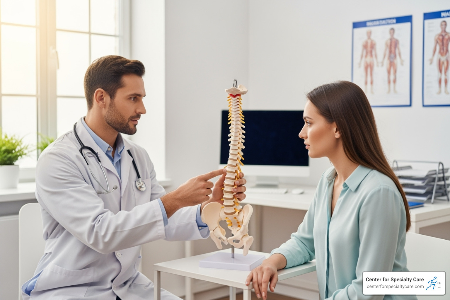 doctor consulting with a patient about their spine - is intracept procedure a surgery
