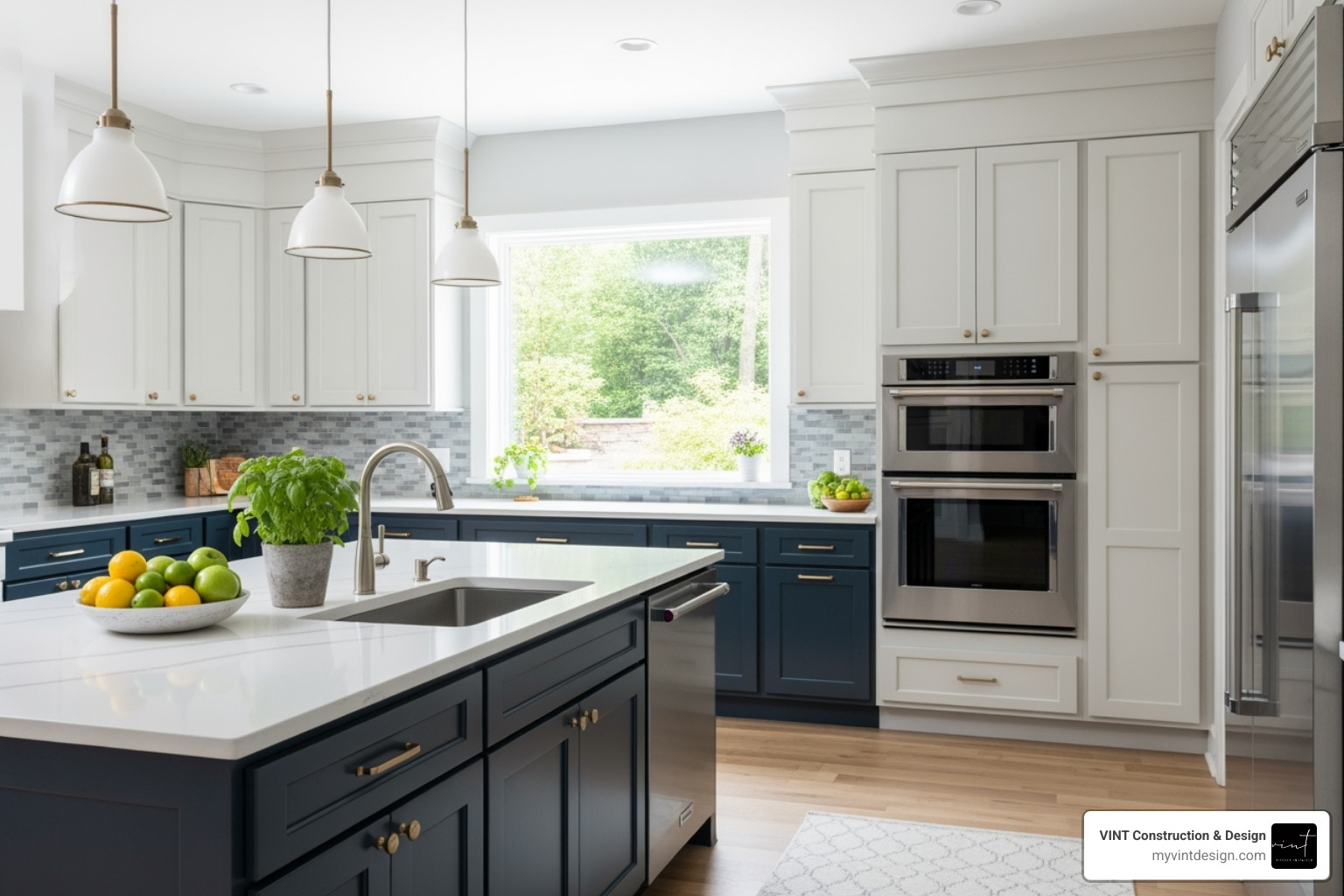 beautifully refinished two-tone kitchen - cabinet refinishing vs replacement beautifully refinished two-tone kitchen - cabinet refinishing vs replacement