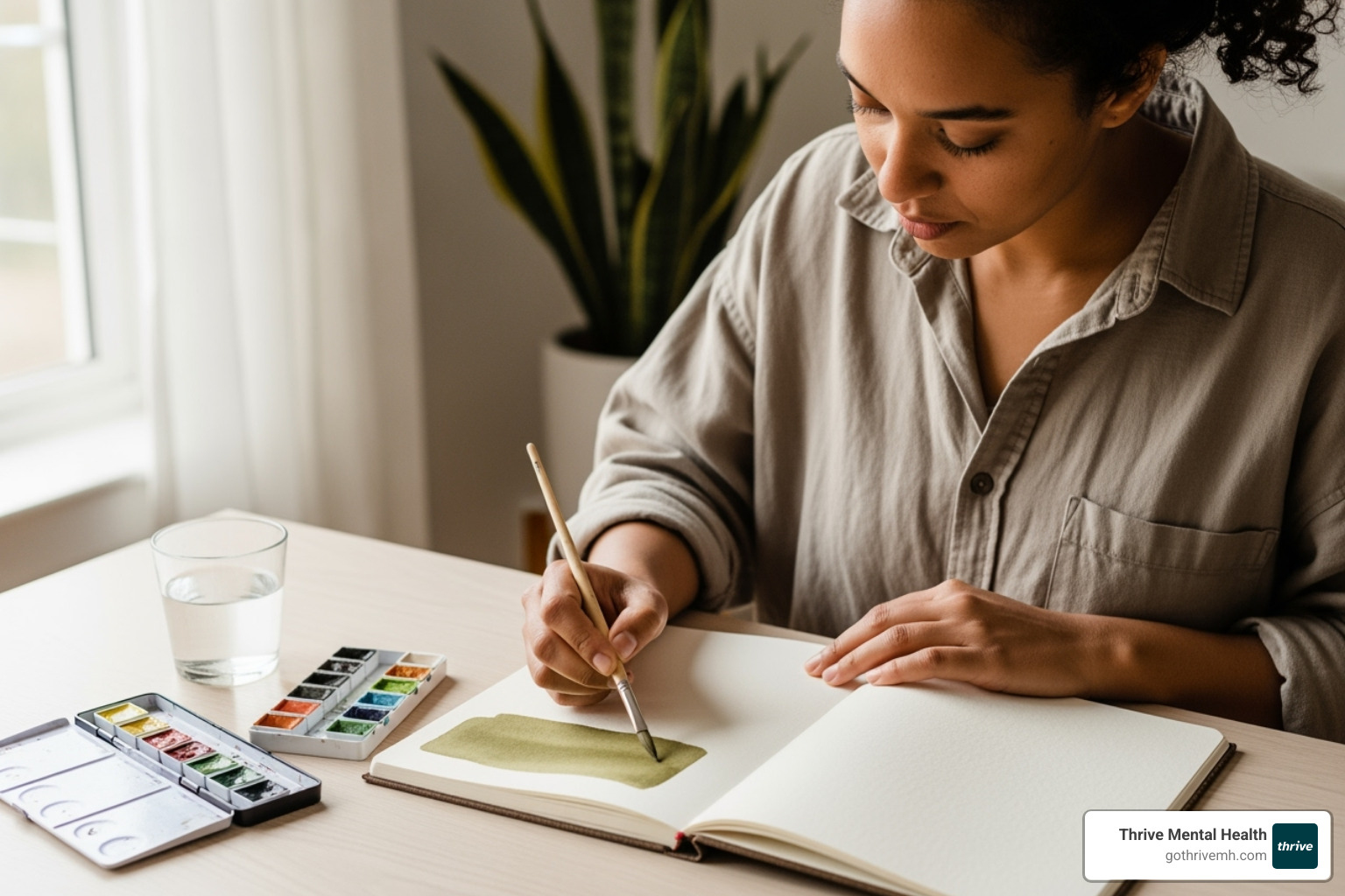 person art journaling with watercolors - easy mental health paintings