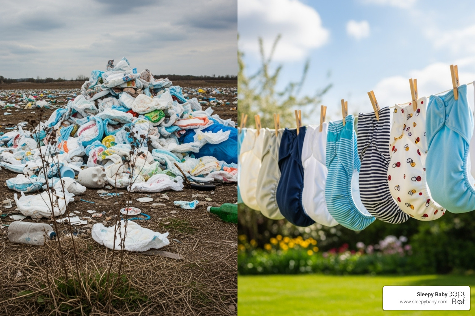 disposable nappy in landfill vs reusable on clothesline - disposable nappies vs reusable disposable nappy in landfill vs reusable on clothesline - disposable nappies vs reusable