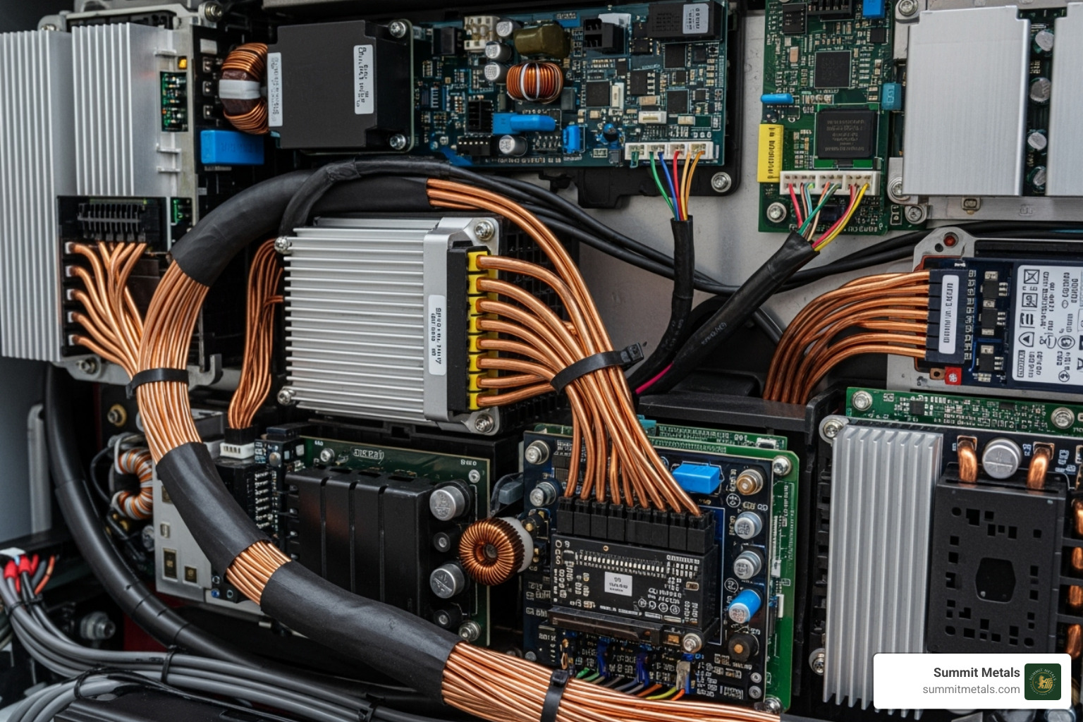 Image showing copper's use in modern wiring and electric vehicle components - What is copper bullion?