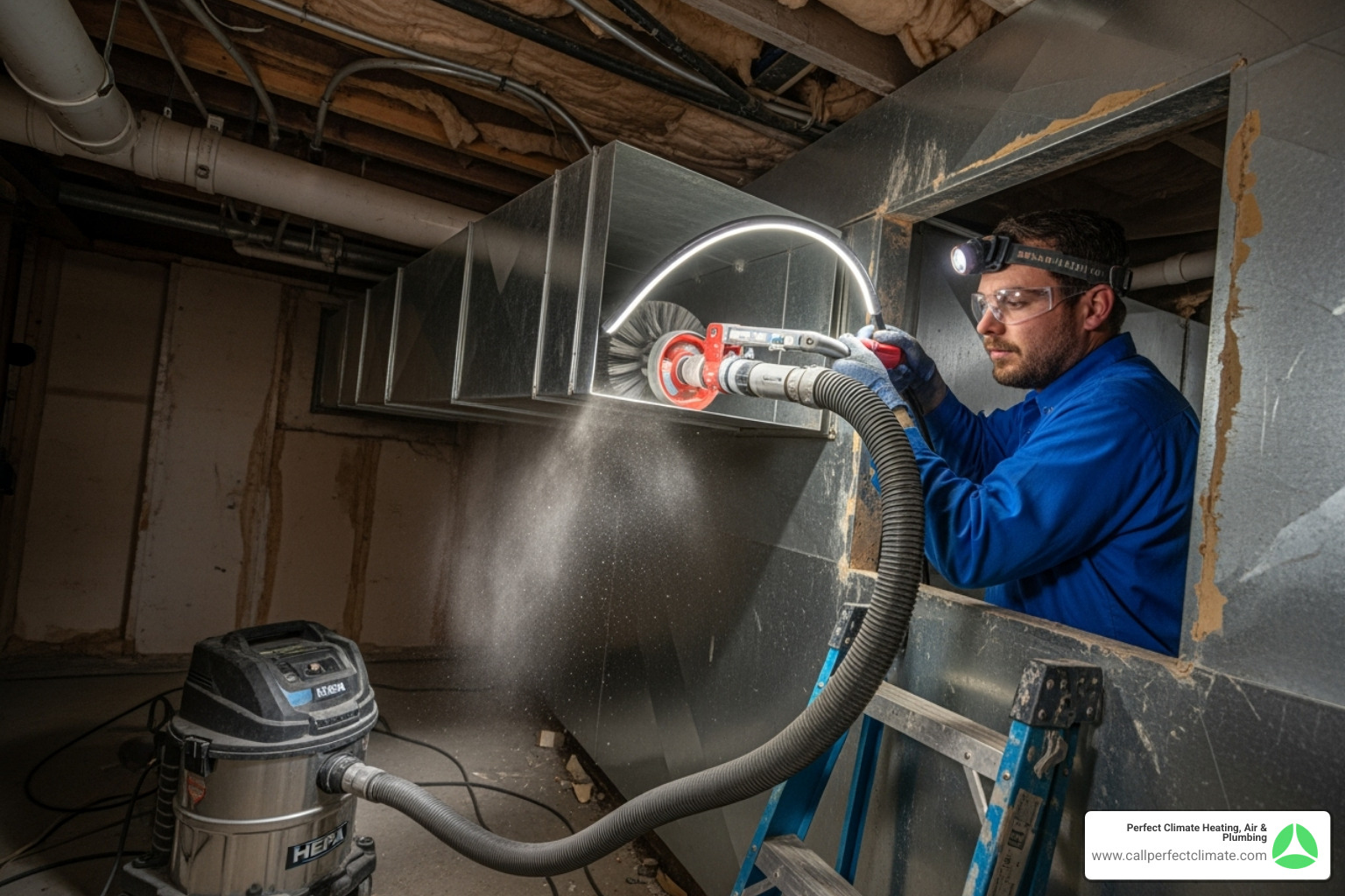 technician using professional-grade equipment on an air duct - air duct sanitization boonville in technician using professional-grade equipment on an air duct - air duct sanitization boonville in