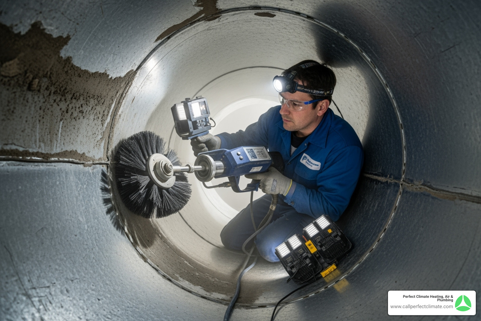 technician using a rotary brush system inside a duct - air duct cleaning haubstadt in technician using a rotary brush system inside a duct - air duct cleaning haubstadt in
