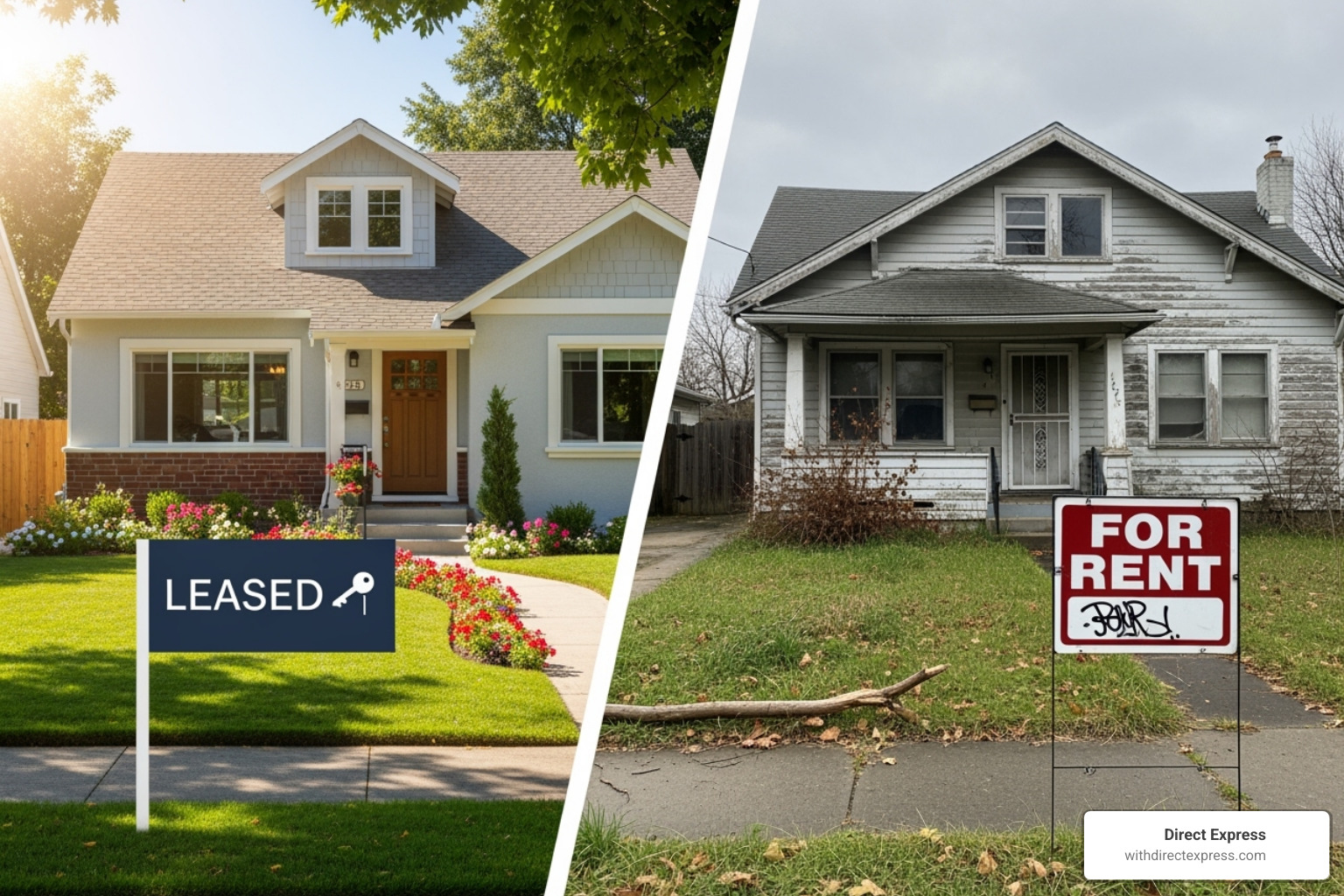 Chart illustrating the difference in rental income growth and expenses between properties managed by a professional property management company versus those that are self-managed, showing higher net income and lower vacancy rates for professionally managed properties. - property management tampa fl