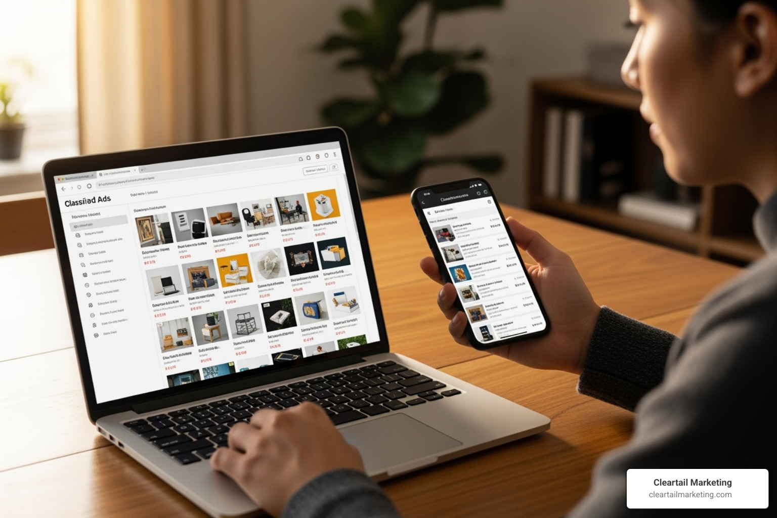 PERSON BROWSING CLASSIFIED ADS ON A LAPTOP AND PHONE - CLASSIFIED AD POSTING SITES PERSON BROWSING CLASSIFIED ADS ON A LAPTOP AND PHONE - CLASSIFIED AD POSTING SITES