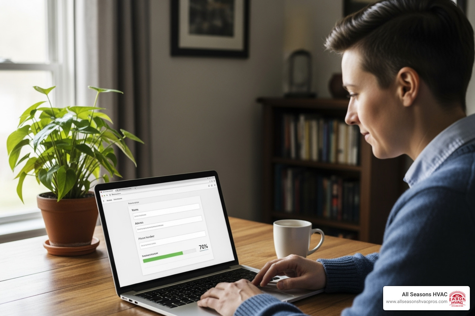 person on a laptop completing an online financing application - hvac financing des moines ia person on a laptop completing an online financing application - hvac financing des moines ia