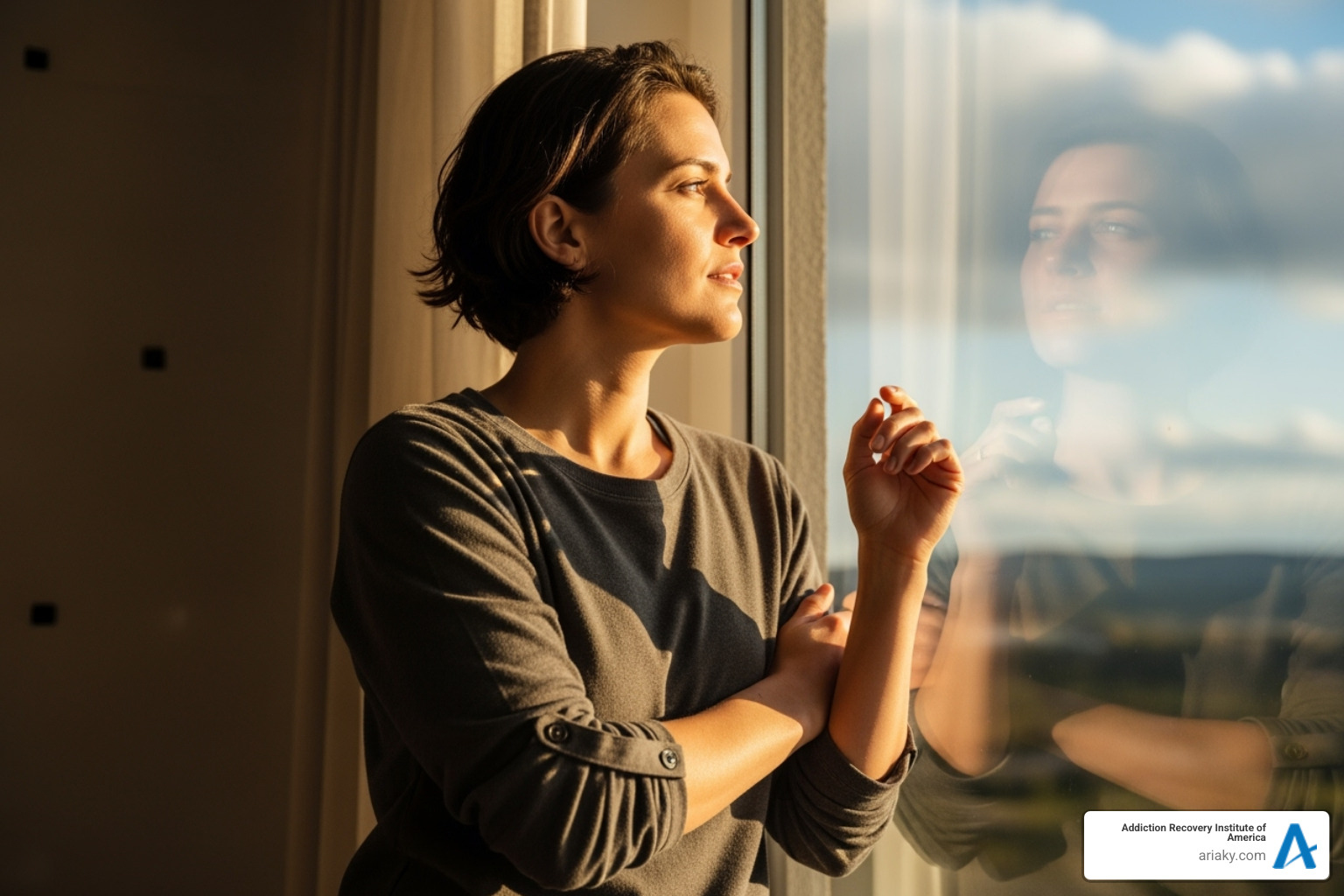 A person looking out a window, representing contemplation and the decision to seek help for alcohol dependence. - alcohol detox Lexington KY A person looking out a window, representing contemplation and the decision to seek help for alcohol dependence. - alcohol detox Lexington KY