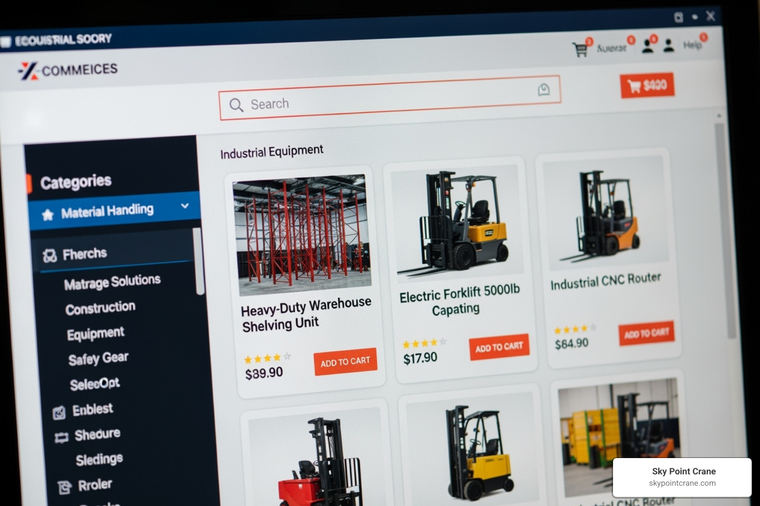 Image of a computer screen showing an online marketplace for industrial equipment - used industrial shelving for sale Image of a computer screen showing an online marketplace for industrial equipment - used industrial shelving for sale