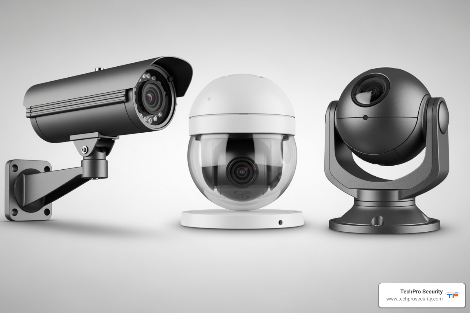 Different types of security cameras including bullet, dome, and PTZ models - cctv installation Different types of security cameras including bullet, dome, and PTZ models - cctv installation