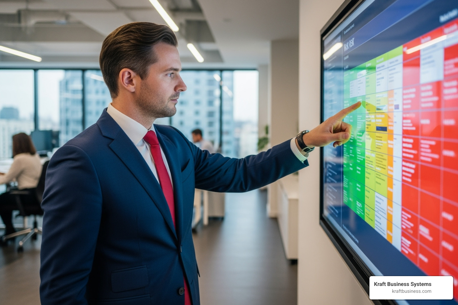 consultant pointing to risk matrix - it compliance services