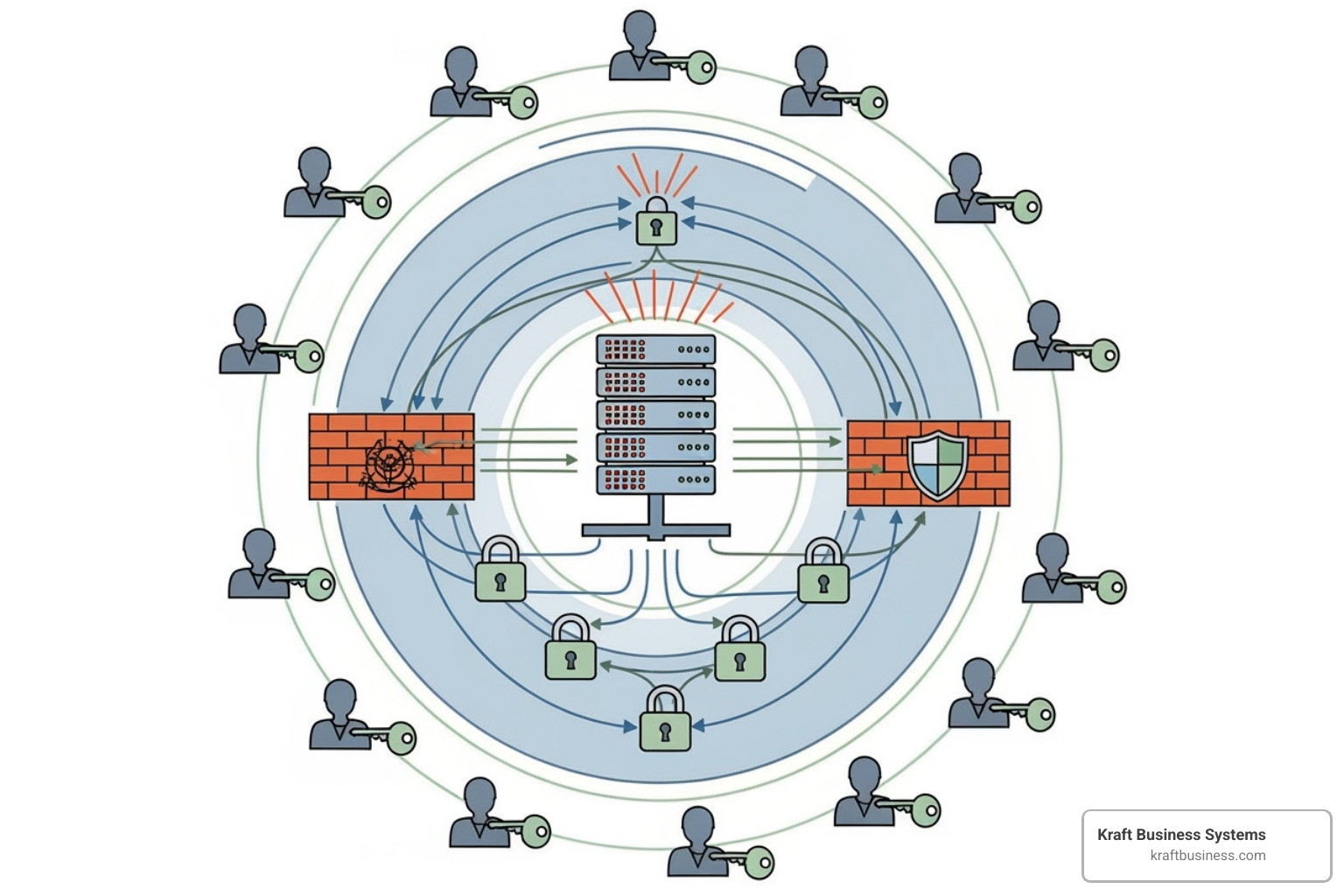 Network diagram showing security layers like firewalls, encryption, and access controls - it compliance financial services