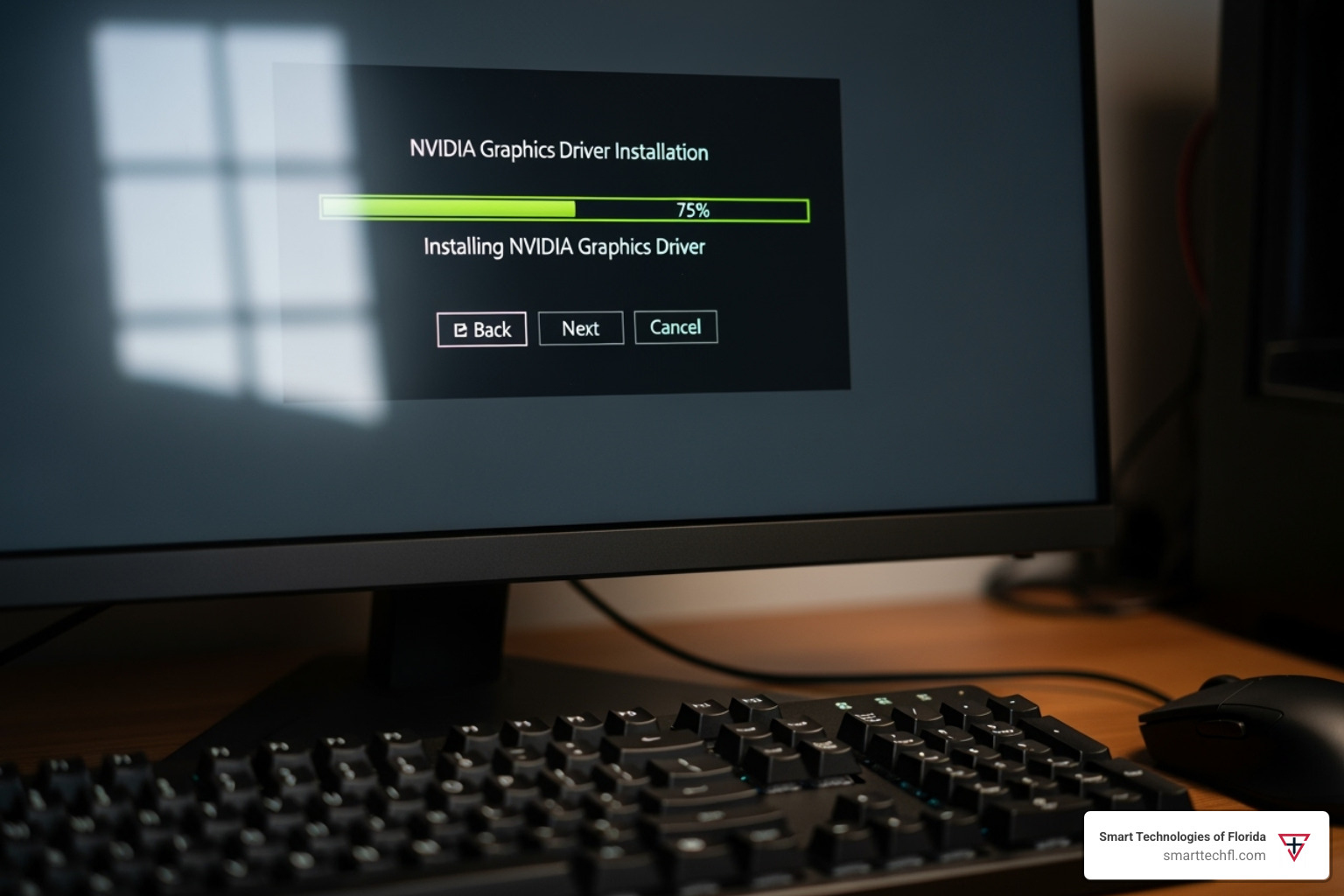 Driver installation wizard on a computer screen - mfp network printer