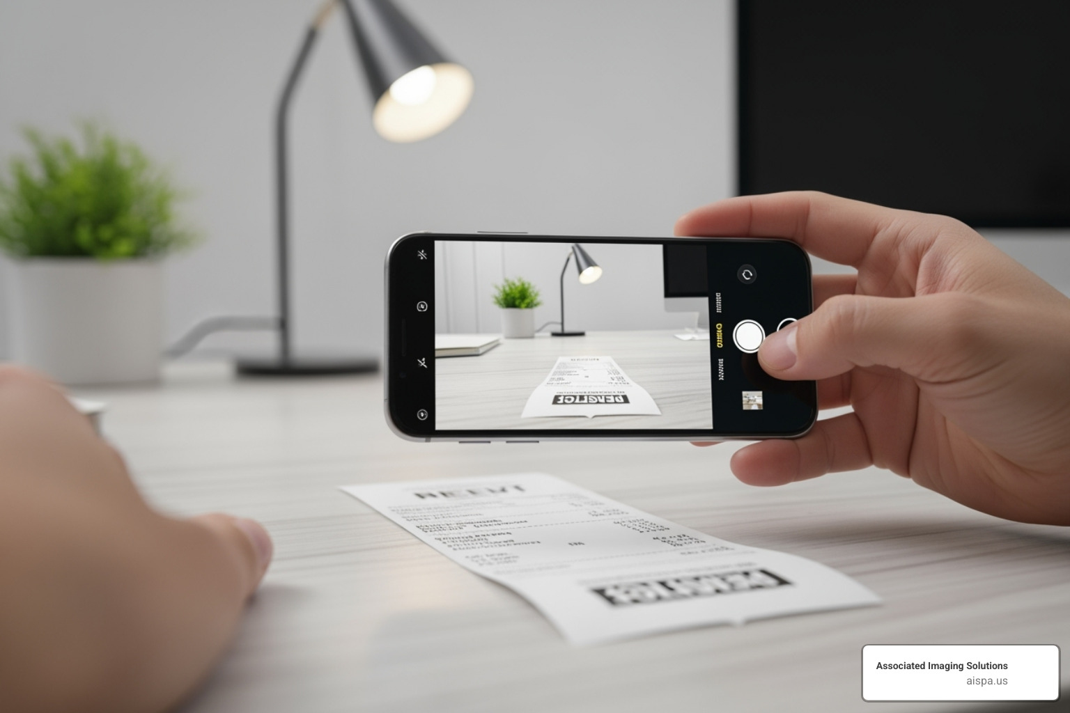 A smartphone scanning a receipt on a desk, highlighting convenience - how to scan a paper