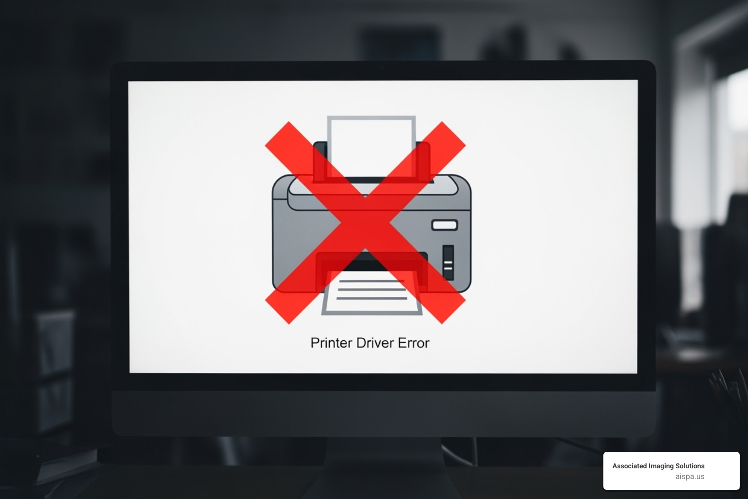 A computer screen displaying a "Print Driver is Unavailable" error message - print drivers A computer screen displaying a "Print Driver is Unavailable" error message - print drivers