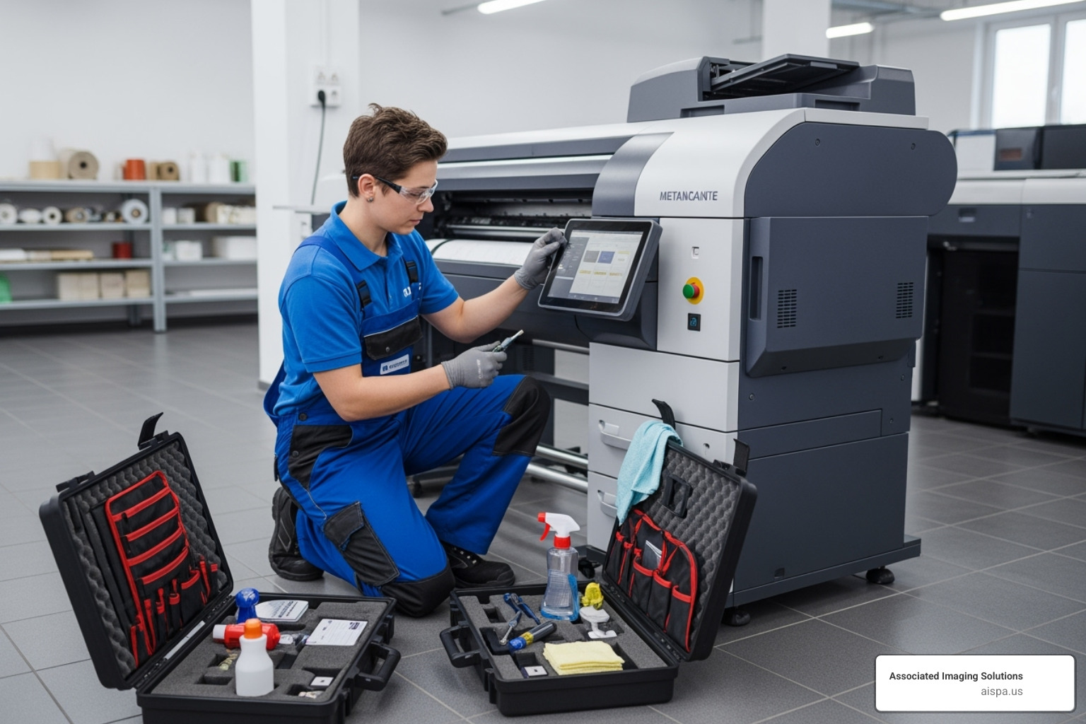 technician servicing a large format printer - wide format printer leasing technician servicing a large format printer - wide format printer leasing