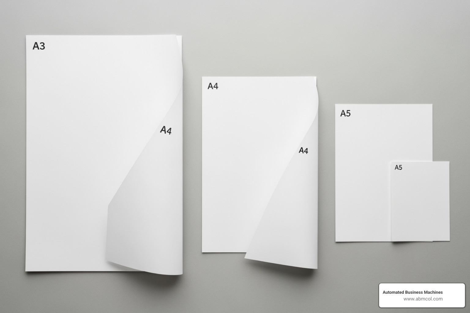 Image illustrating how A-series paper sizes (A3, A4, A5) are derived from each other by folding - normal a4 paper size