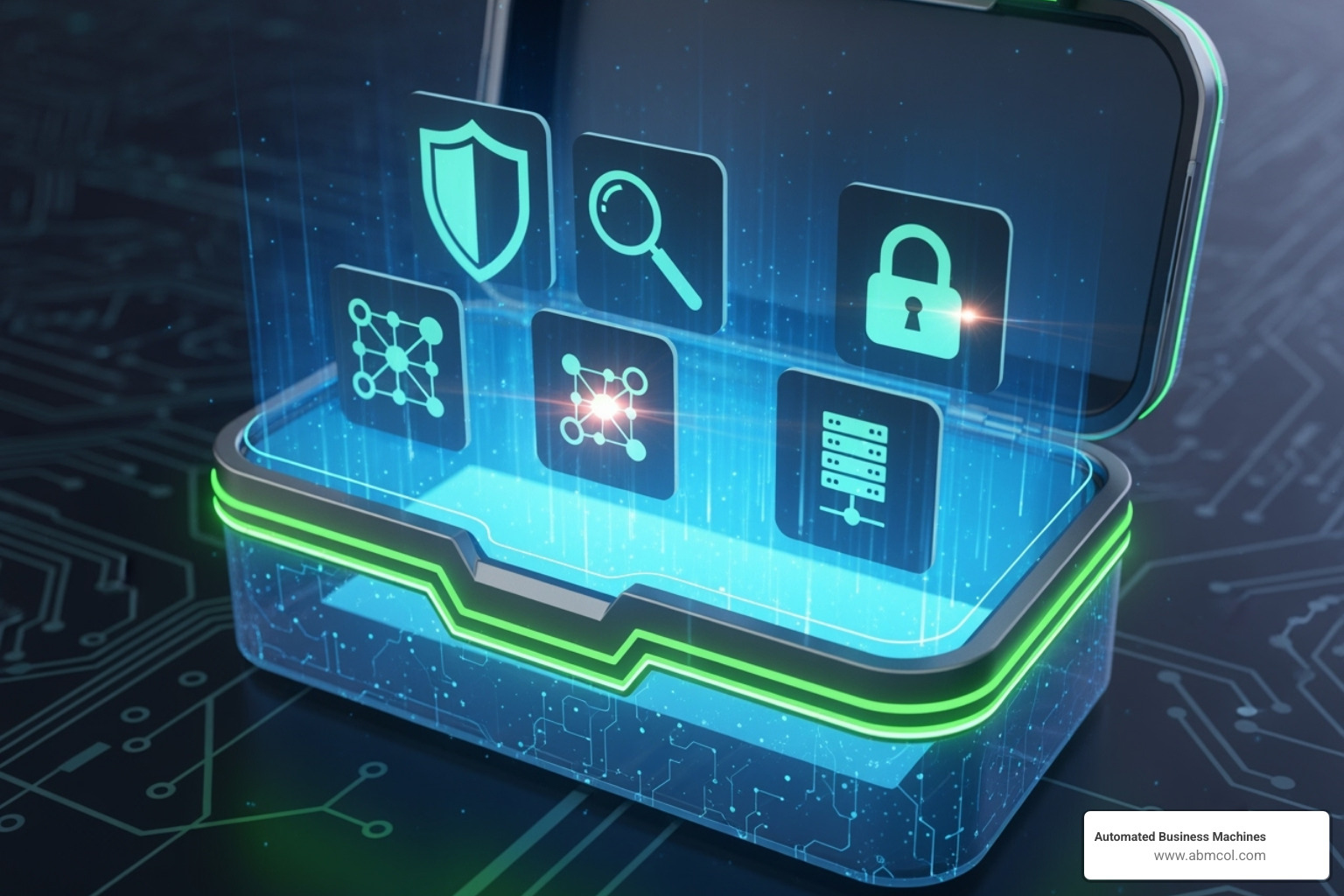 digital toolbox with icons representing different tool categories - cyber security analysis tools