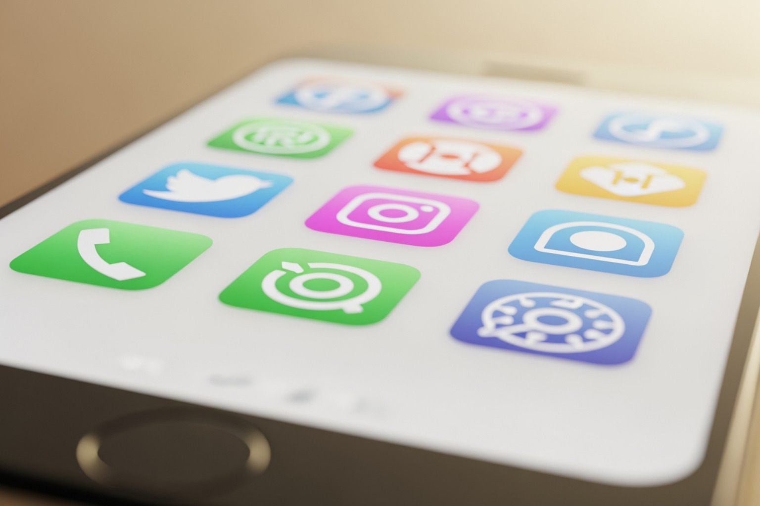A smartphone screen displaying the logos of Facebook, Instagram, TikTok, and LinkedIn - Social media dentists