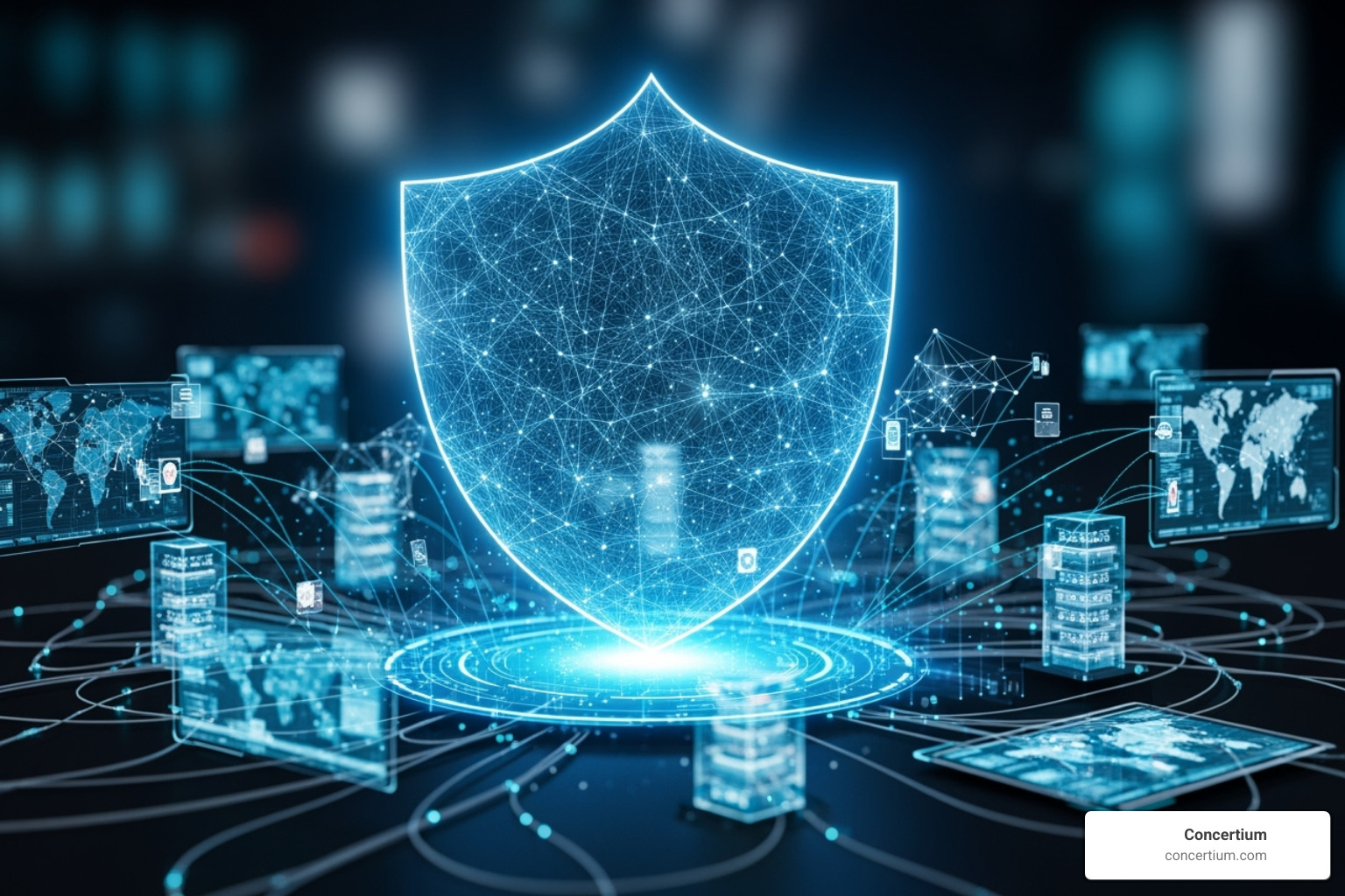 a digital shield protecting a network of interconnected devices - cybersecurity incident