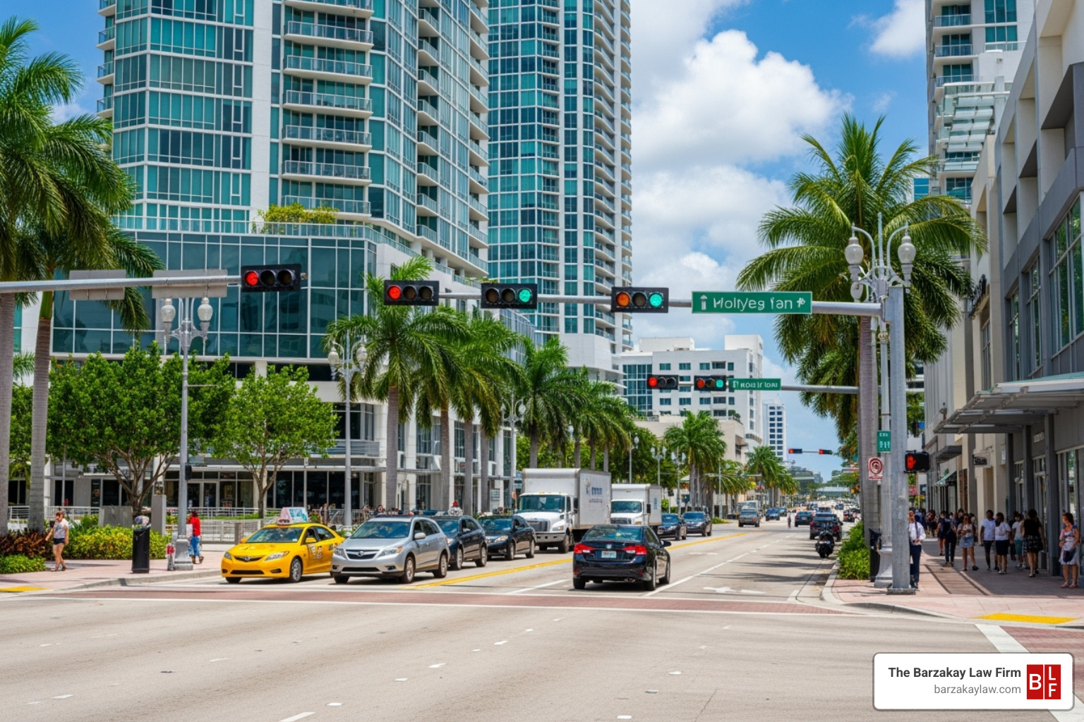 Busy Fort Lauderdale intersection, such as Sunrise Boulevard or Las Olas Boulevard - importance of local experience fort lauderdale motorcycle accident attorney
