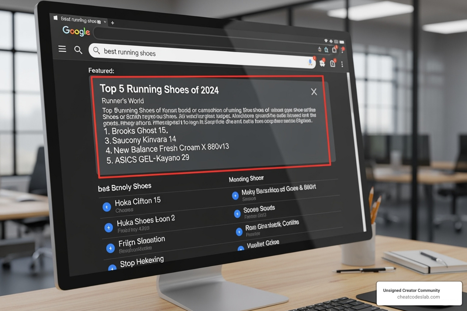 Google's search results page with a highlighted snippet - ai content generation tools