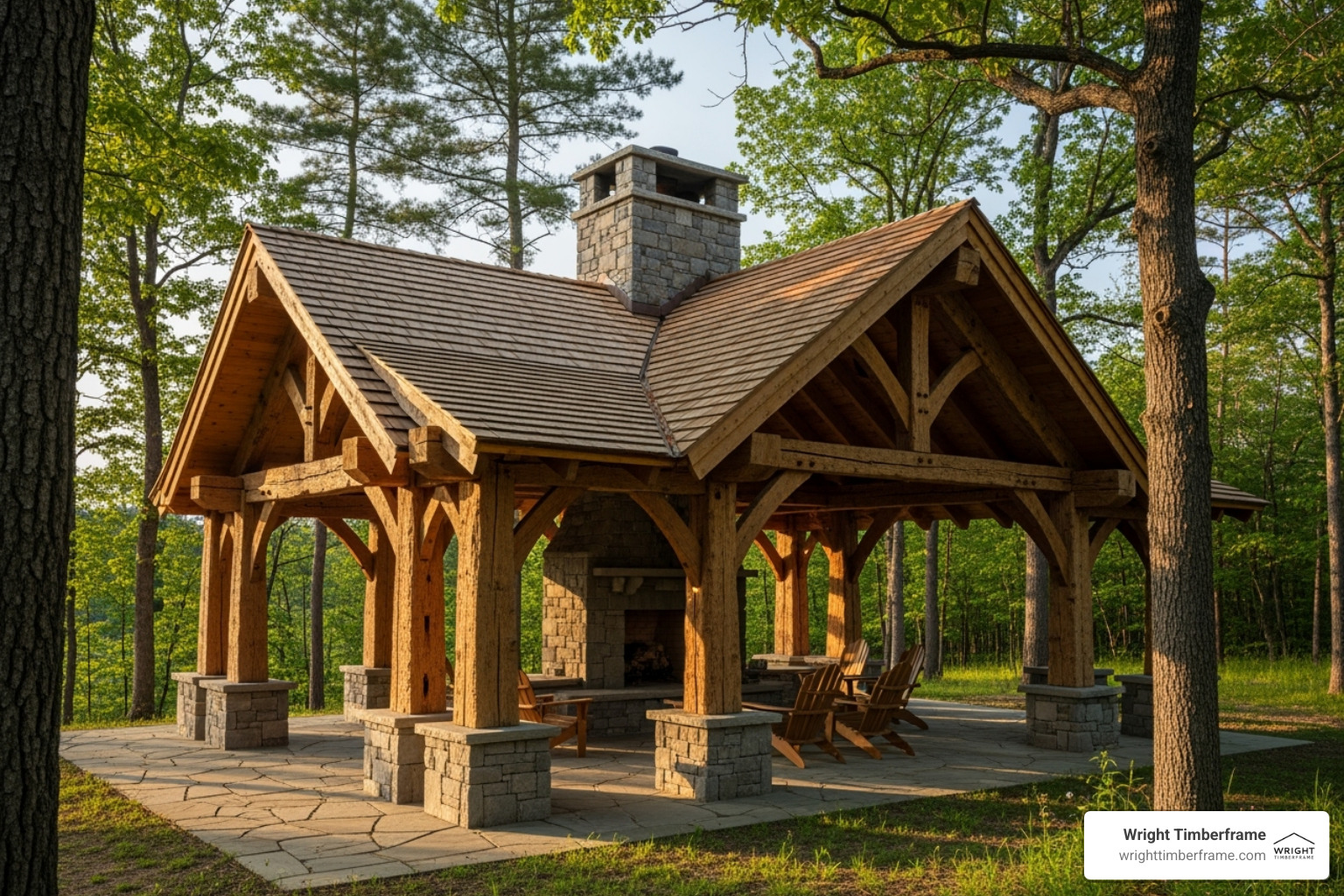 rustic heavy timber frame pavilion with stone accents - Outdoor kitchen pavilion rustic heavy timber frame pavilion with stone accents - Outdoor kitchen pavilion
