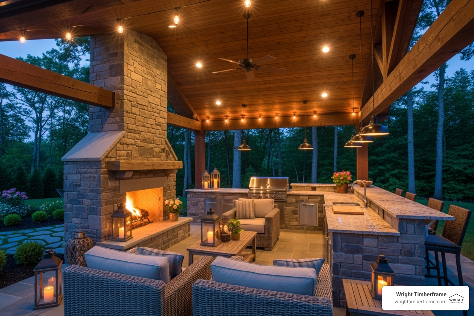 cozy outdoor kitchen pavilion with a fireplace and comfortable seating - Outdoor kitchen pavilion cozy outdoor kitchen pavilion with a fireplace and comfortable seating - Outdoor kitchen pavilion