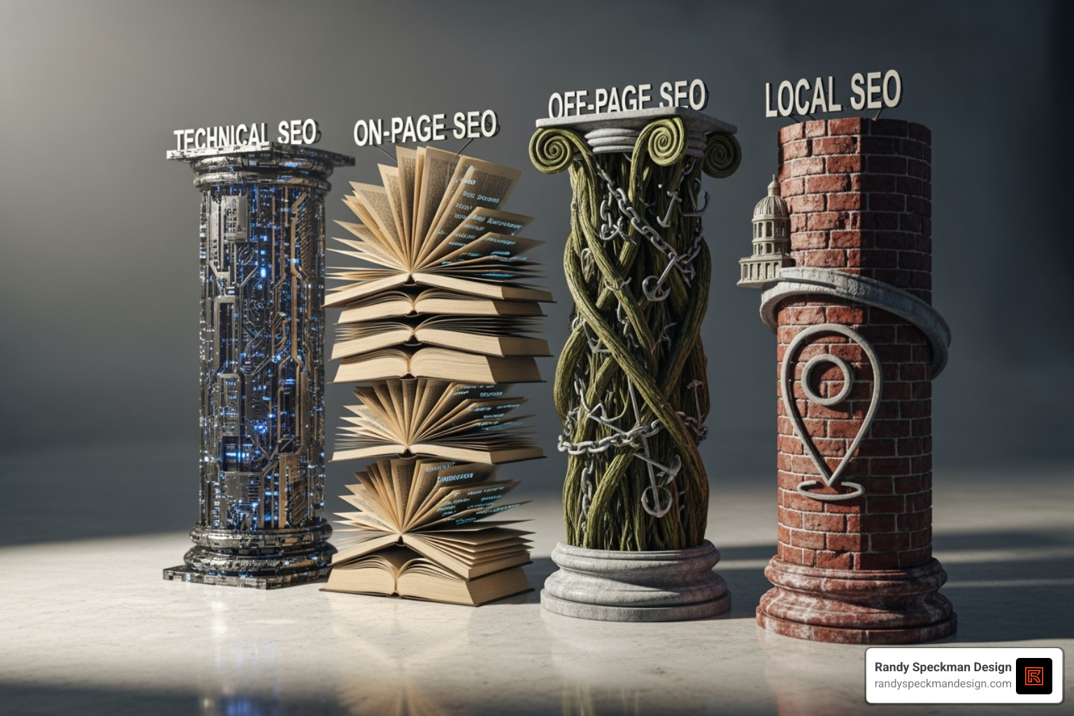 four pillars of SEO (Technical, On-Page, Off-Page, Local) - website SEO services