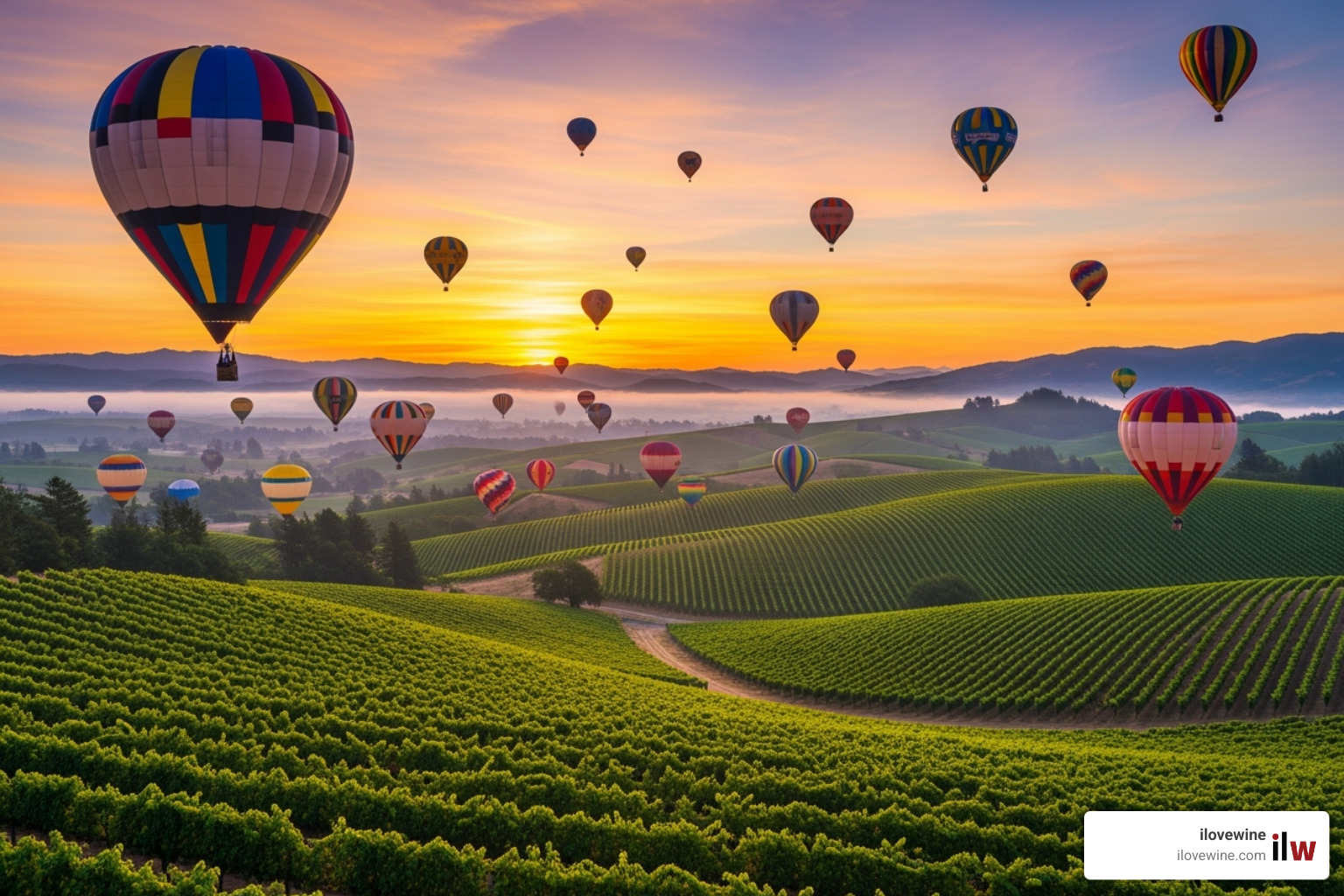 hot air balloons over vineyards - Top wine destinations