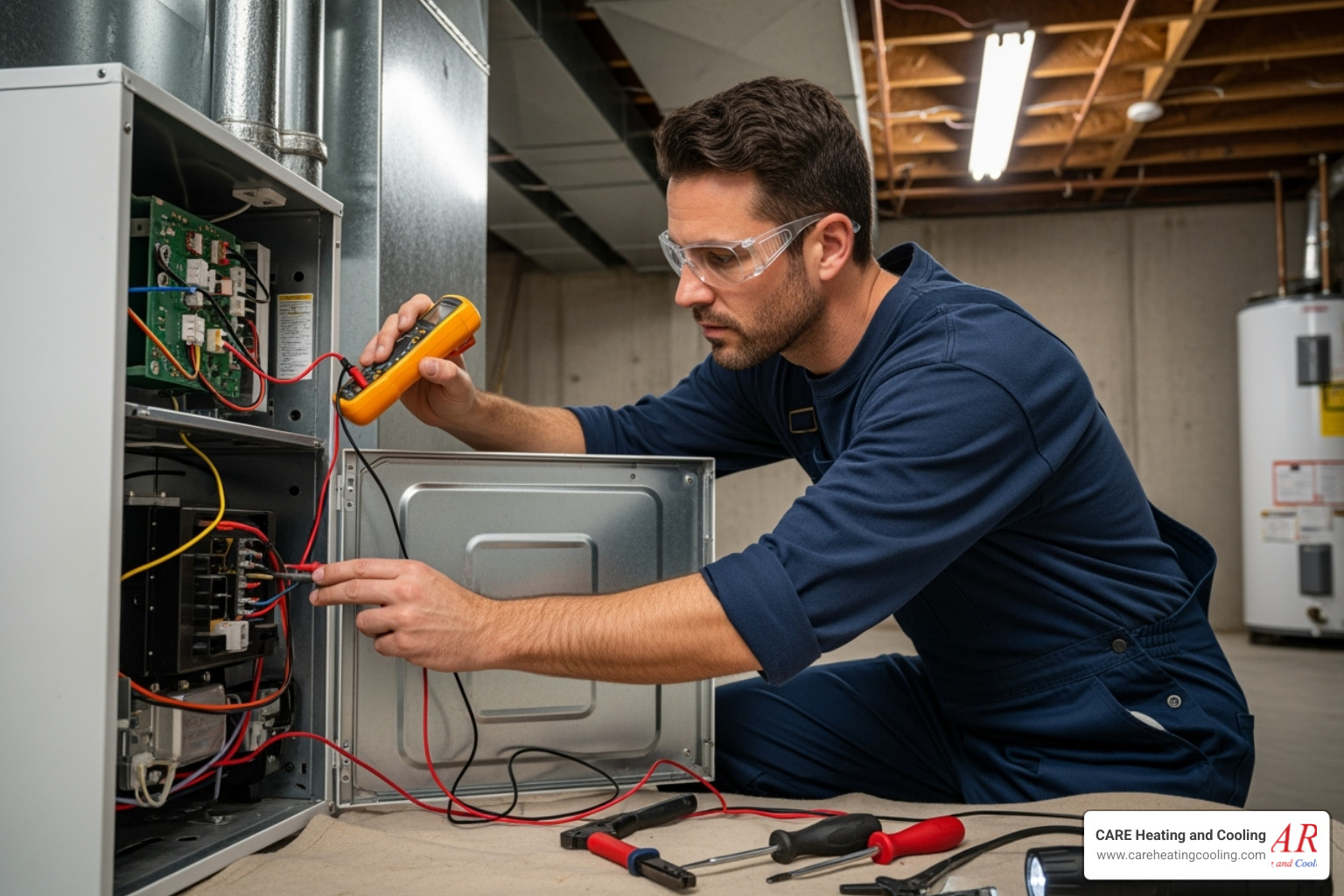 technician inspecting electric furnace - electric furnace repair westerville