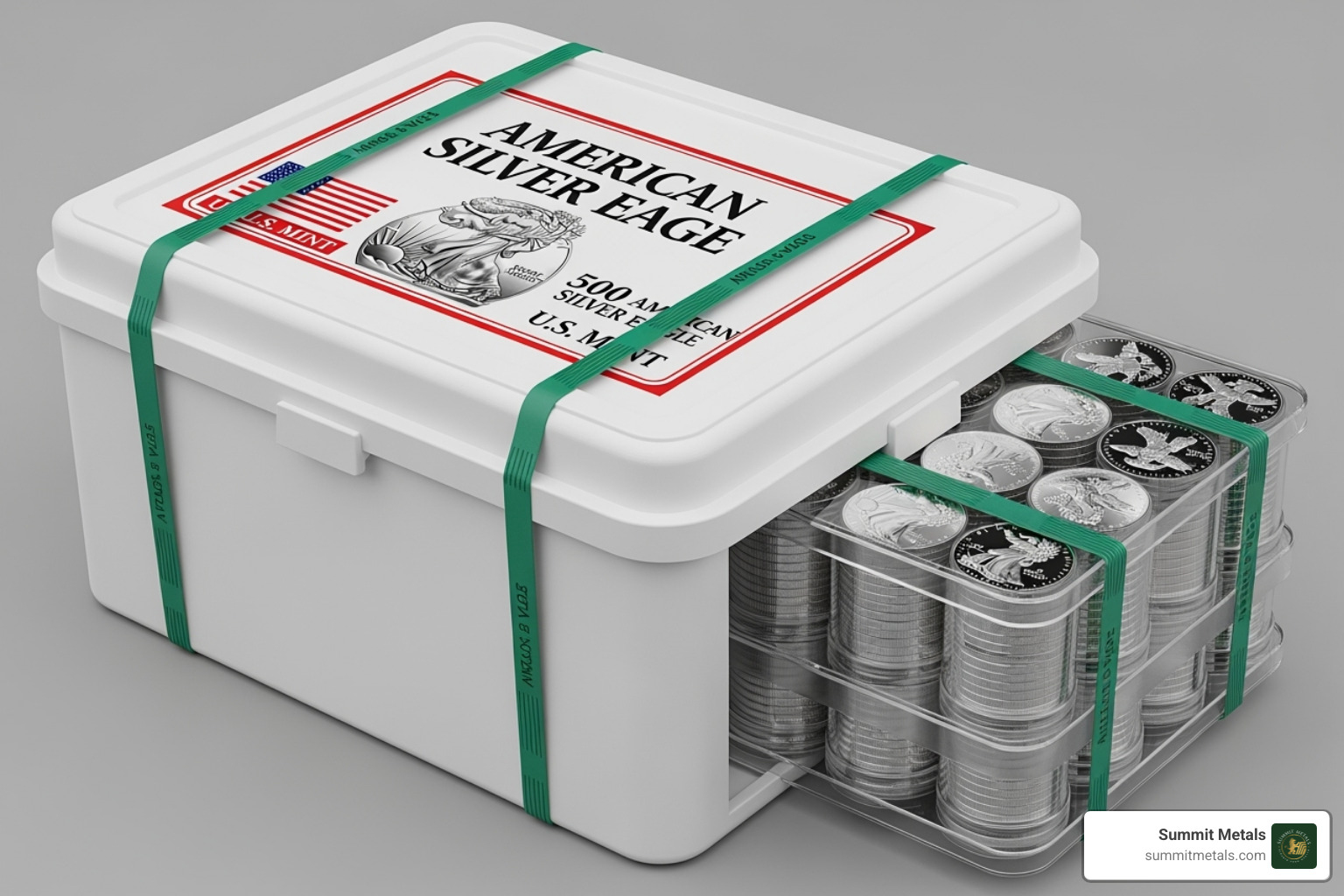 a sealed "Monster Box" of American Silver Eagles - buying silver online