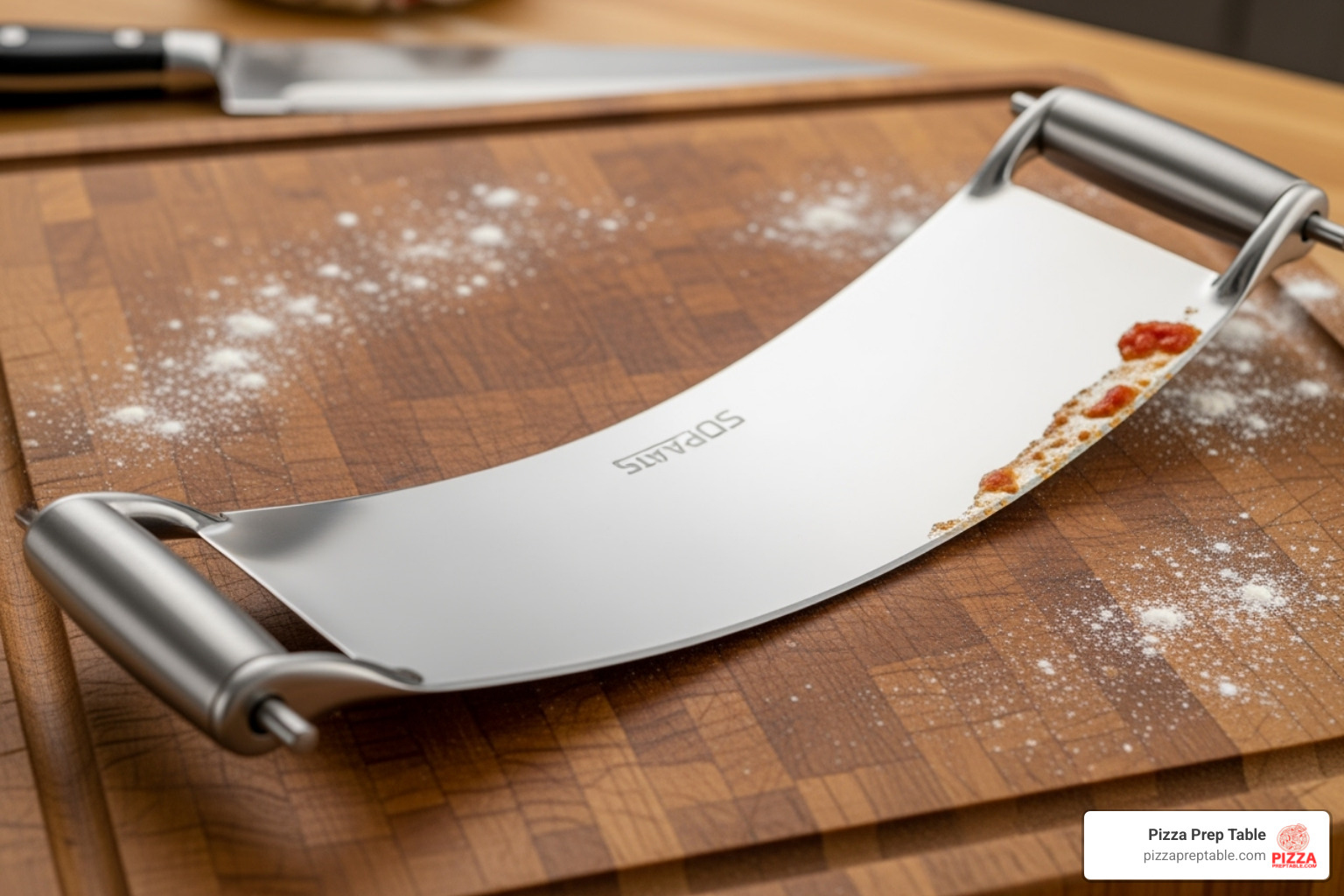 Large rocker-style pizza cutter - pizza cutter on pizza stone